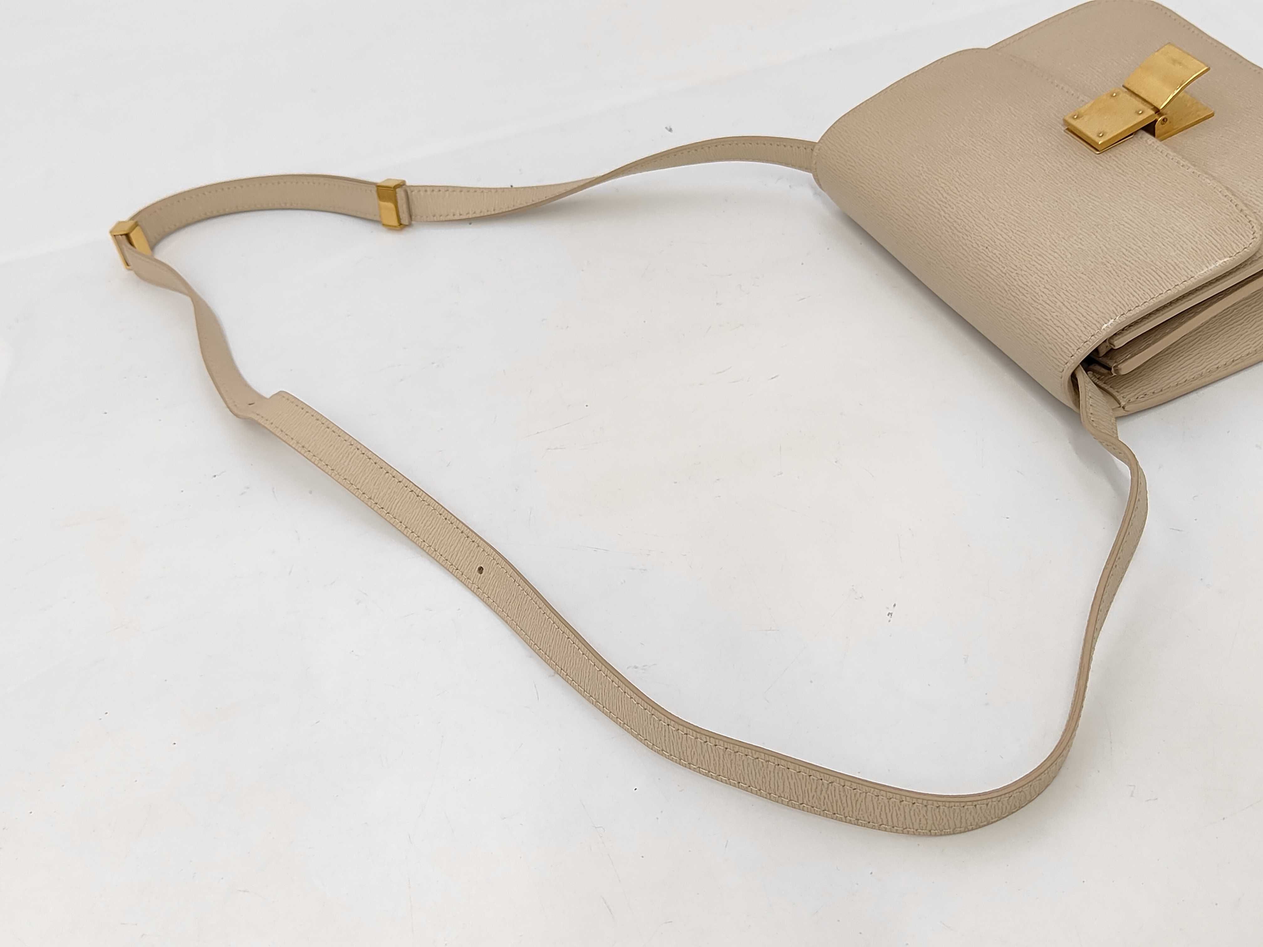 Small Classic Box Shoulder Bag, Leather, Beige, Gold Hardware — view 5