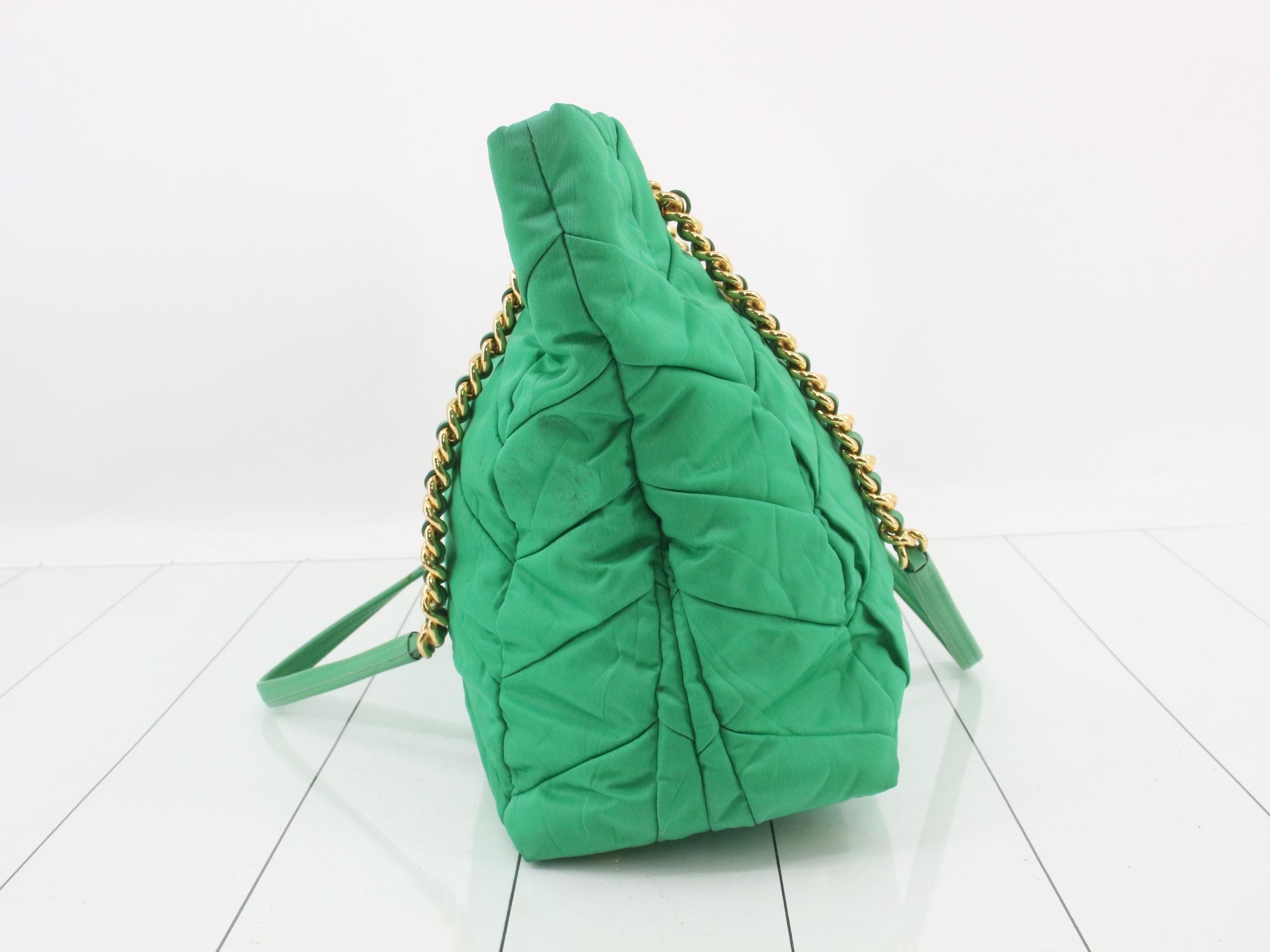 Nylon Chain Tote Bag, Green — view 4