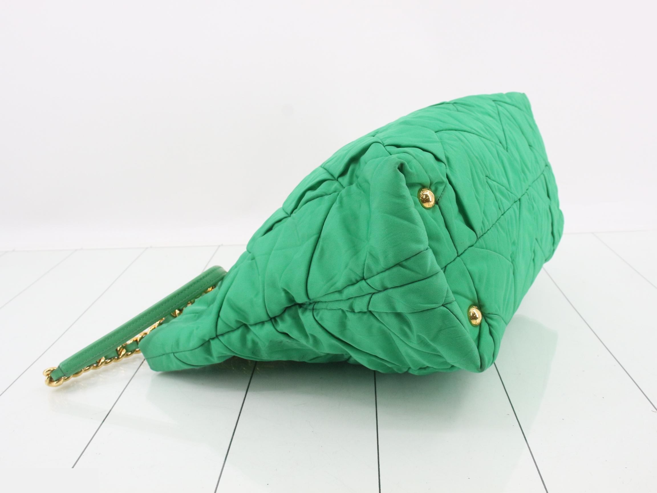 Nylon Chain Tote Bag, Green — view 5