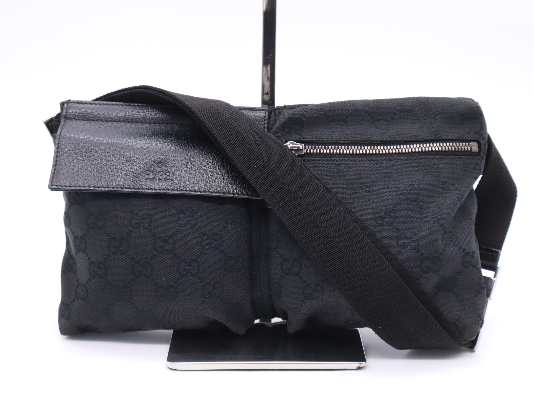 Waist bag, silver hardware, black