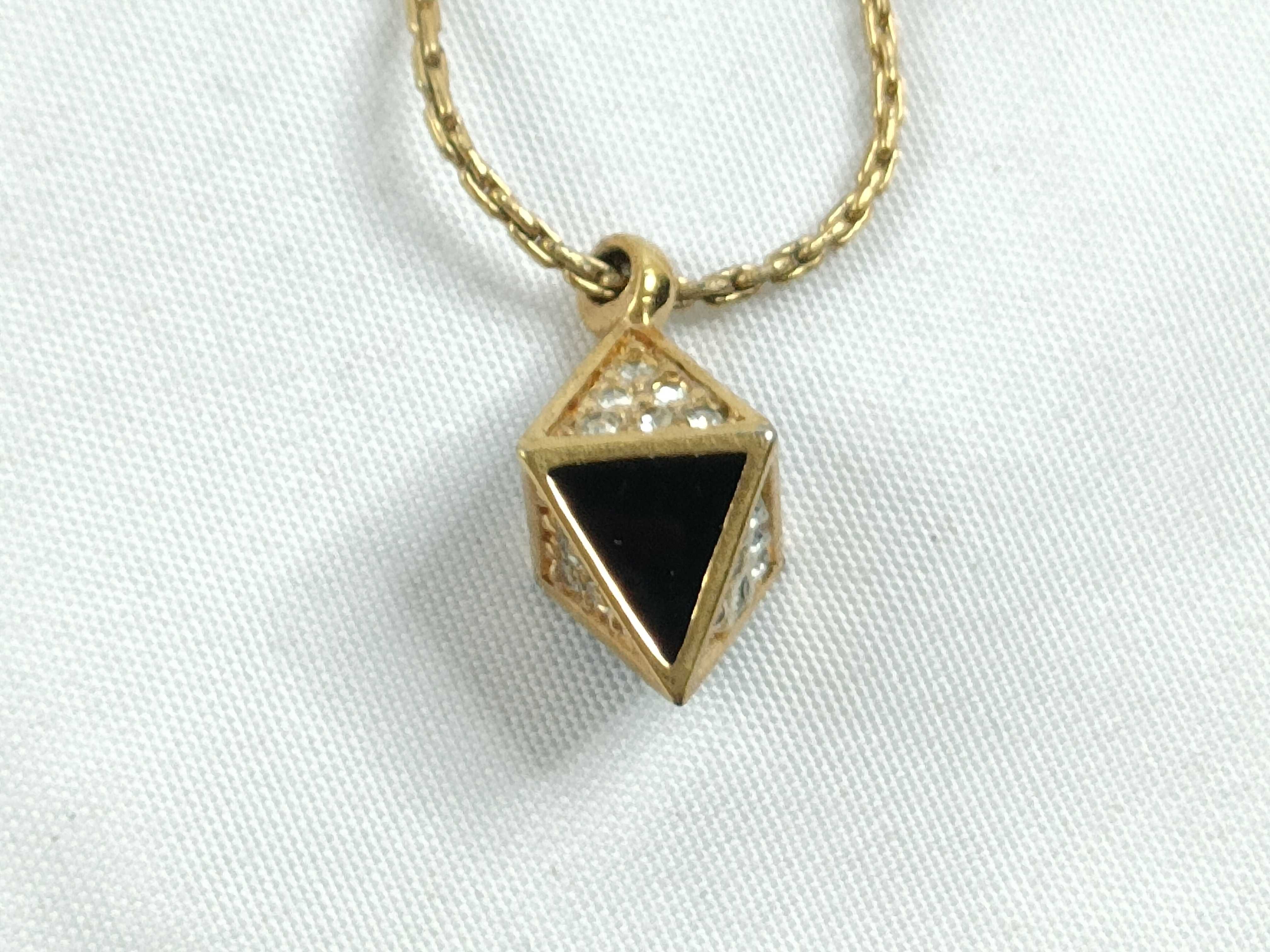 Christian necklace, rhinestone, gold and black. — view 2