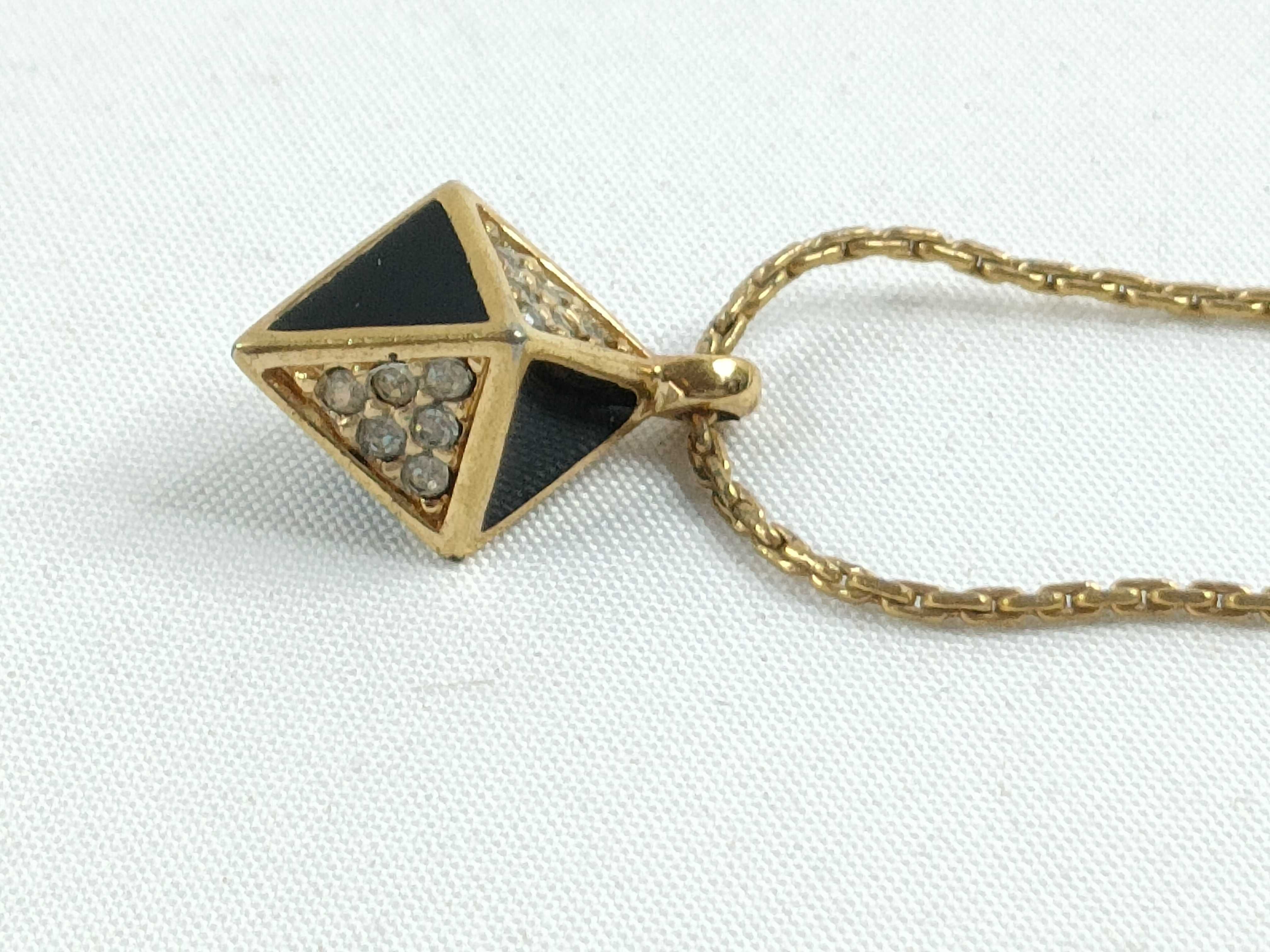 Christian necklace, rhinestone, gold and black. — view 3