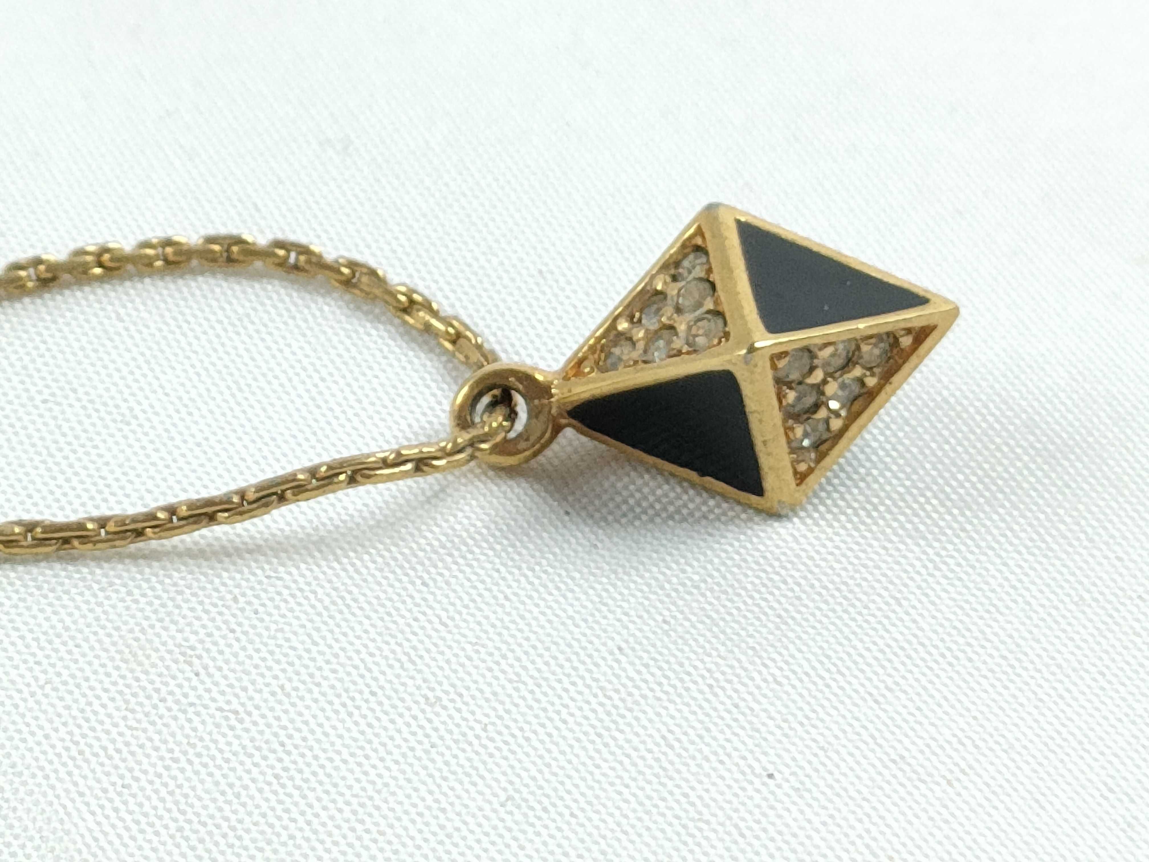 Christian necklace, rhinestone, gold and black. — view 4
