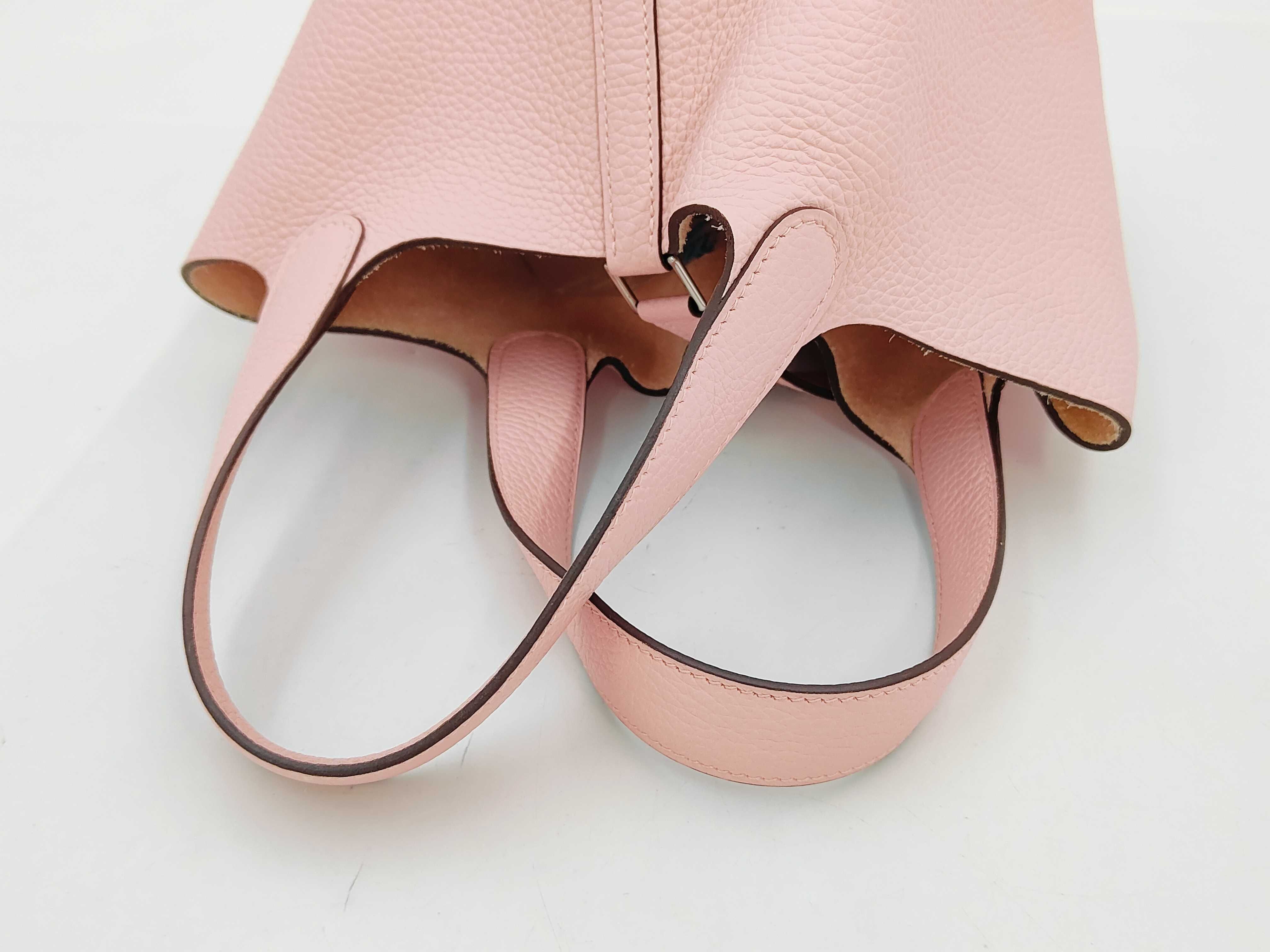 Picotin Lock Sakura Pink (3Q) Clemence Leather 18 Silver Hardware B Stamp Handbag — view 3