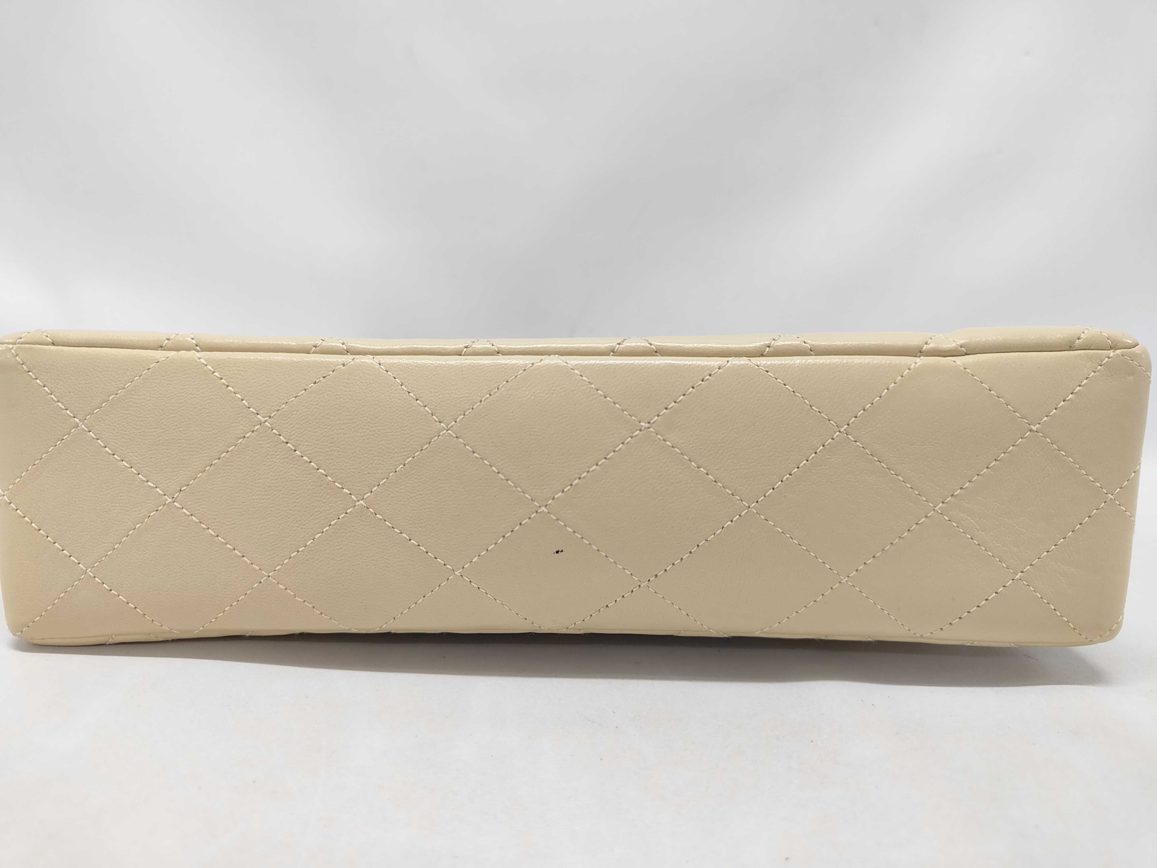 Matelassé Double Flap Beige Shoulder Bag — view 4
