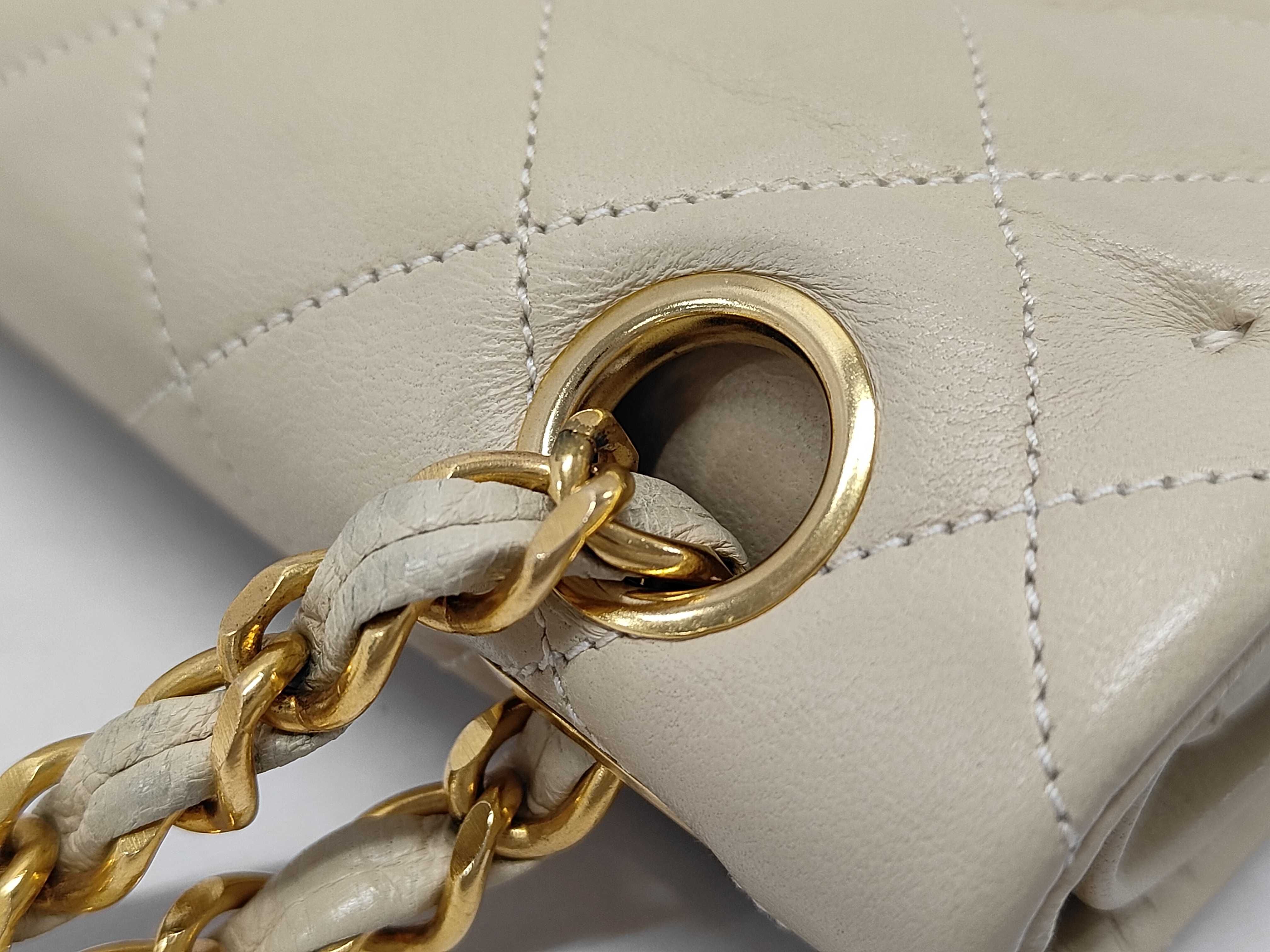 Matelassé Double Flap Beige Shoulder Bag — view 6