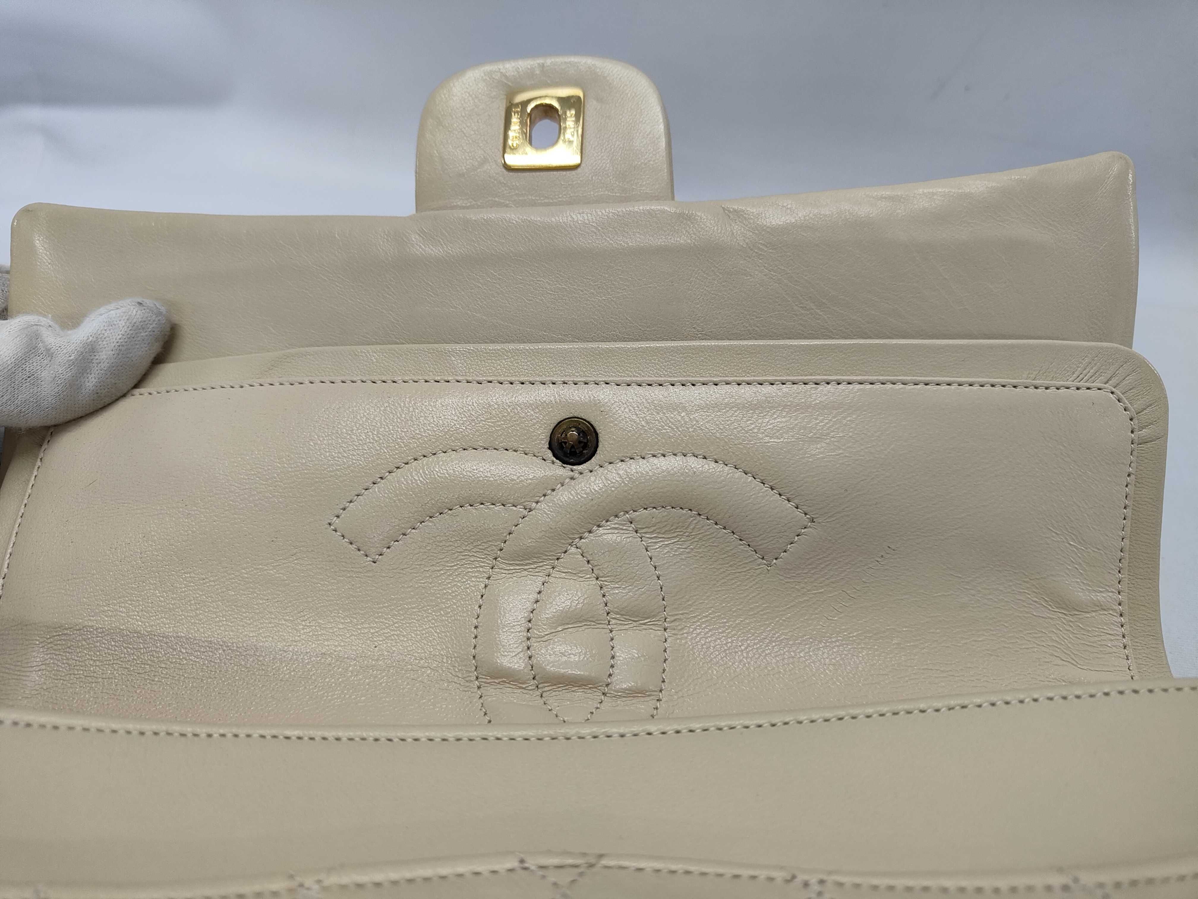 Matelassé Double Flap Beige Shoulder Bag — view 9