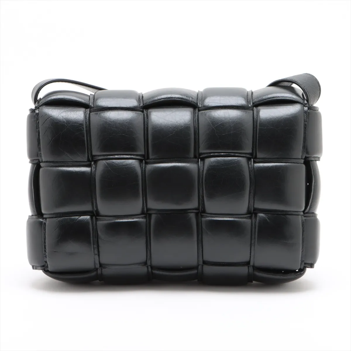 Maxi Intrecciato Padette Cassette Leather Shoulder Bag Black — view 2