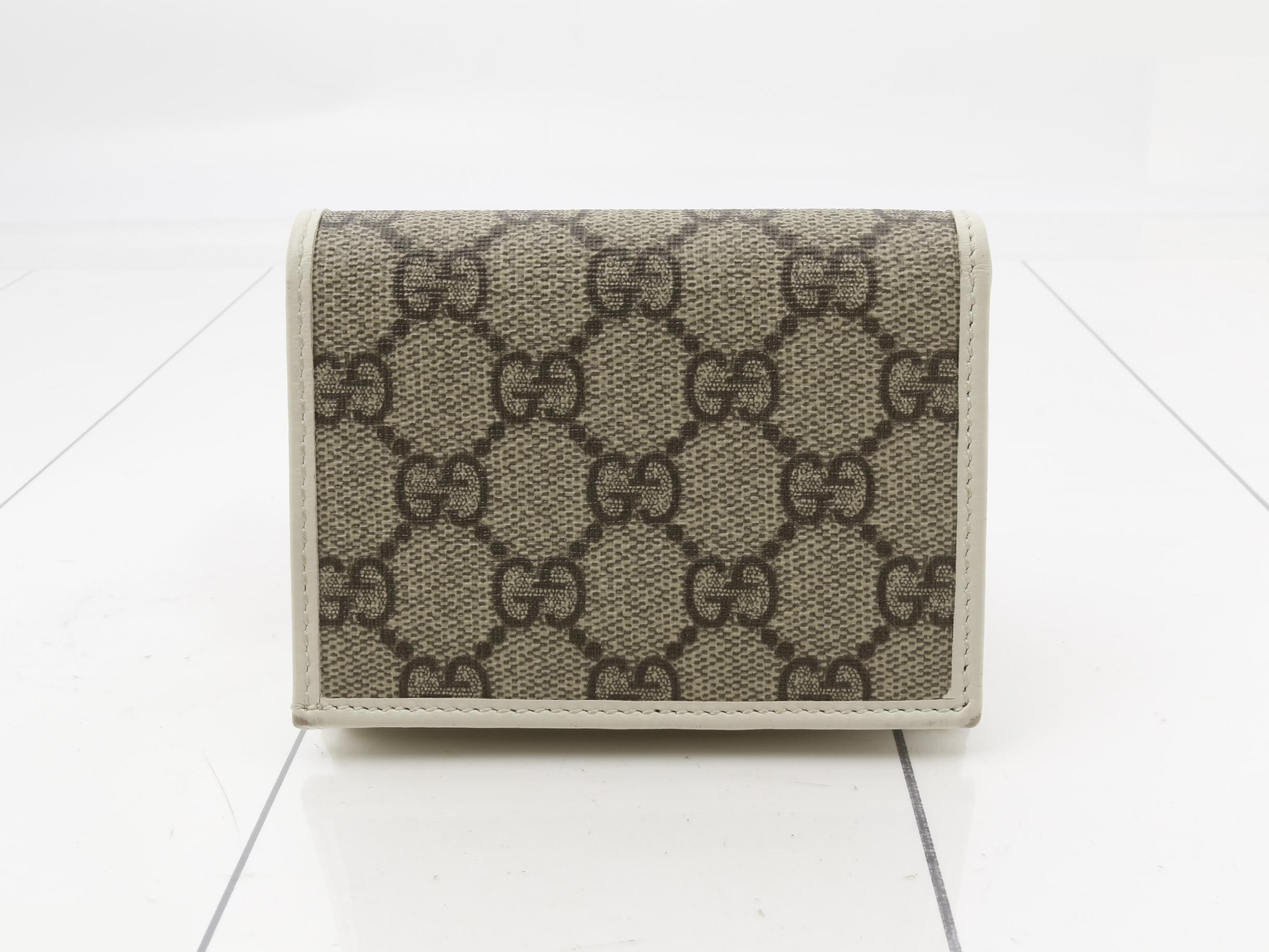 GG Supreme Horsebit Bi-fold Wallet, PVC, Brown x White — view 2