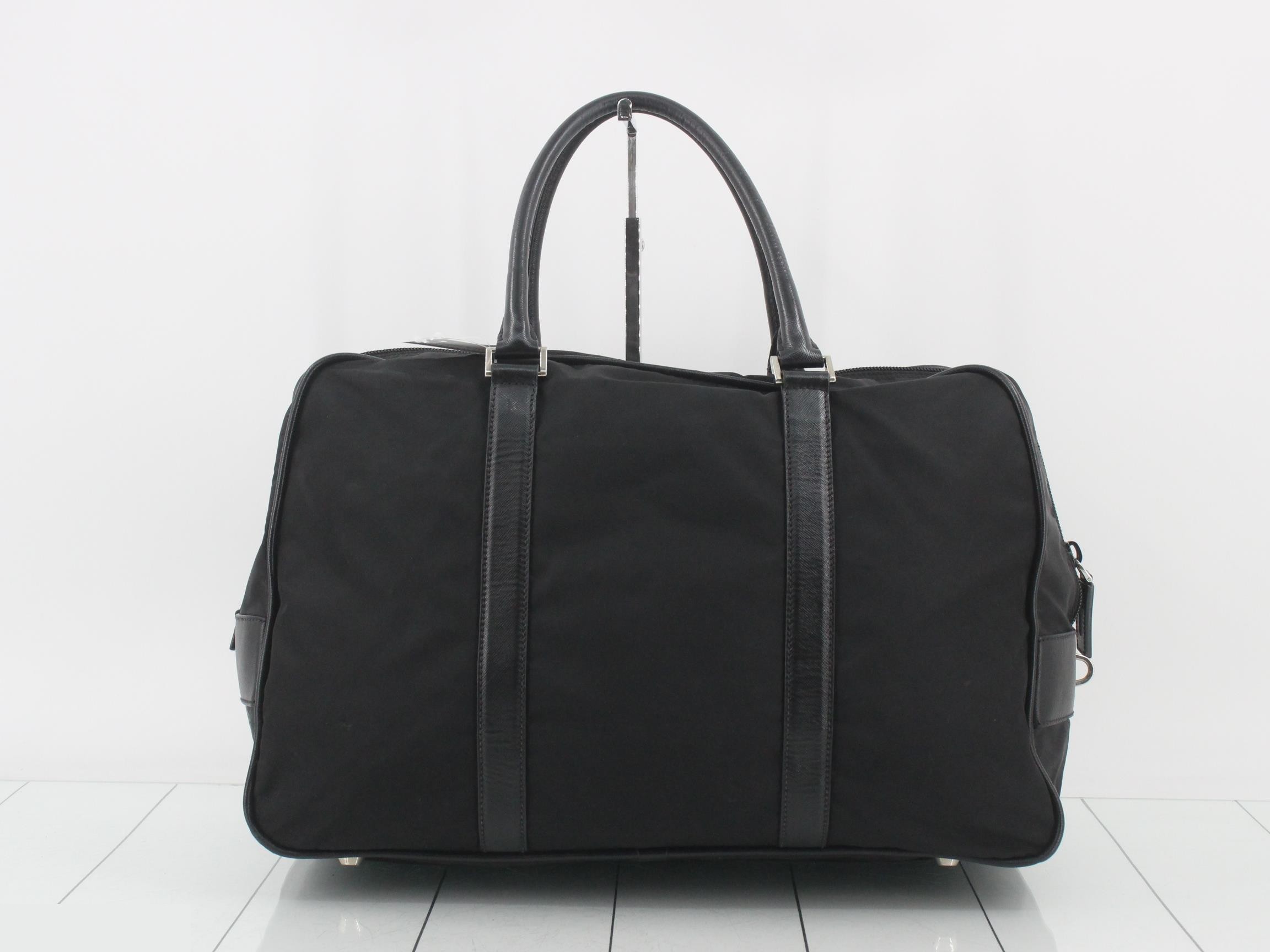 Tessuto Leather Triangle Plate Boston Bag, Black — view 2