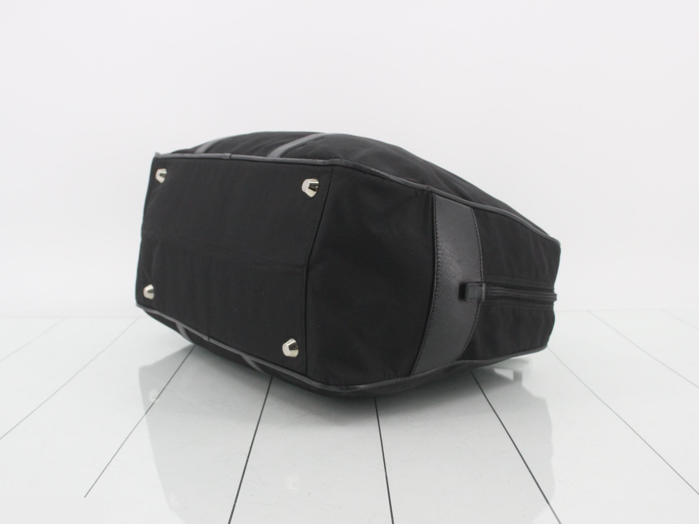 Tessuto Leather Triangle Plate Boston Bag, Black — view 6