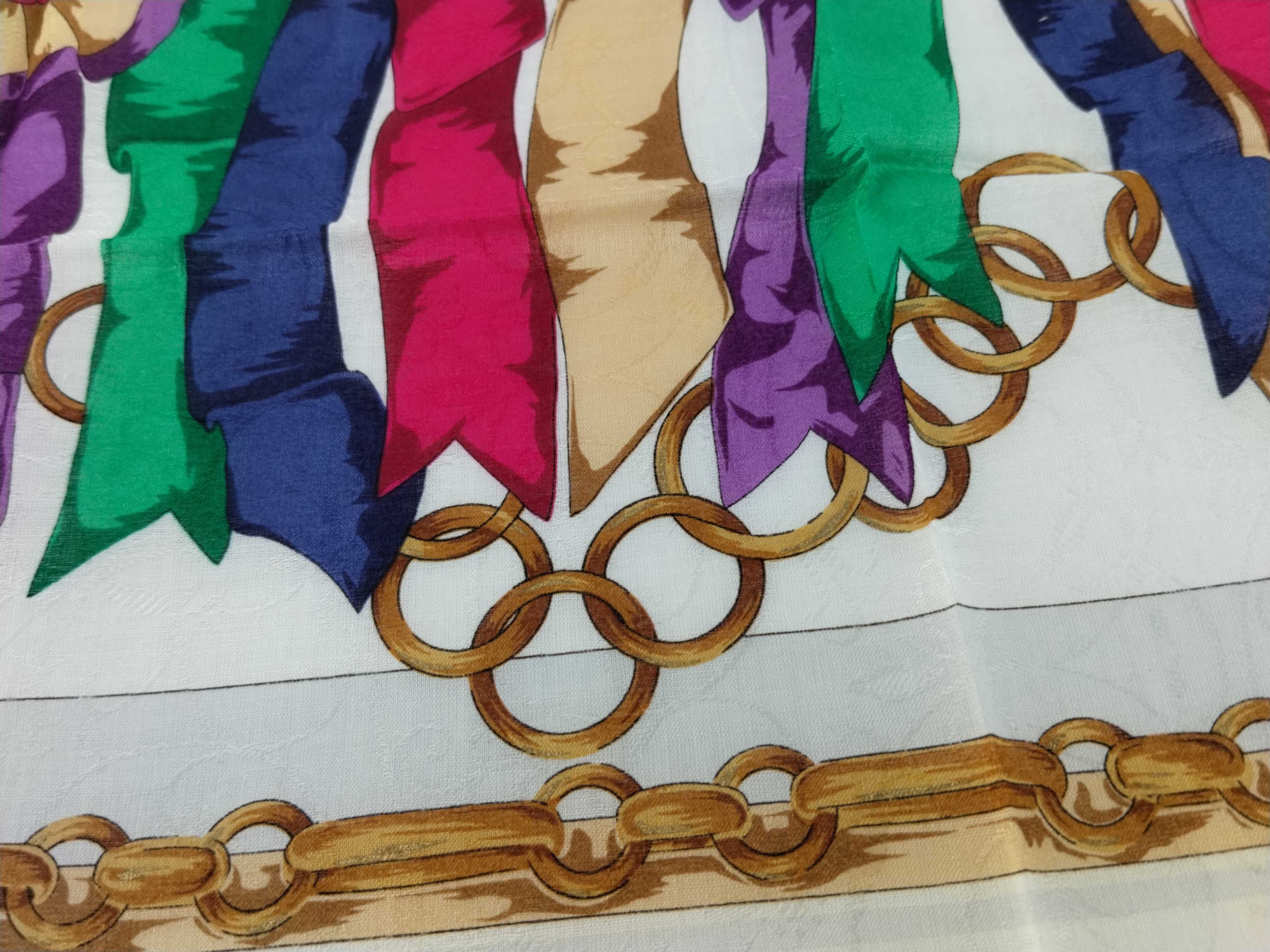 handkerchief scarf with sticker, logo, ribbon, tassel, medal motif, and other accessories. — view 11