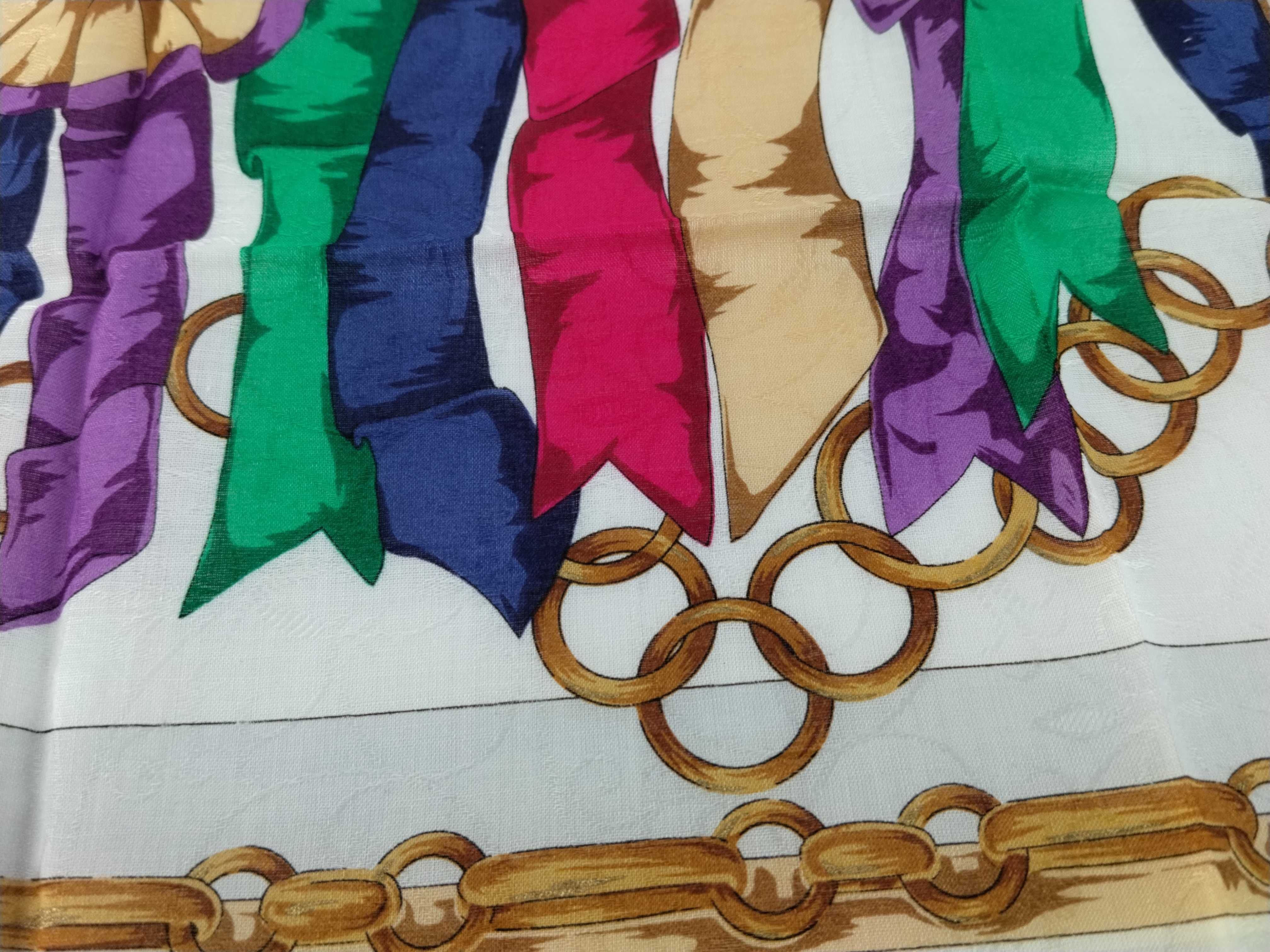 handkerchief scarf with sticker, logo, ribbon, tassel, medal motif, and other accessories. — view 5