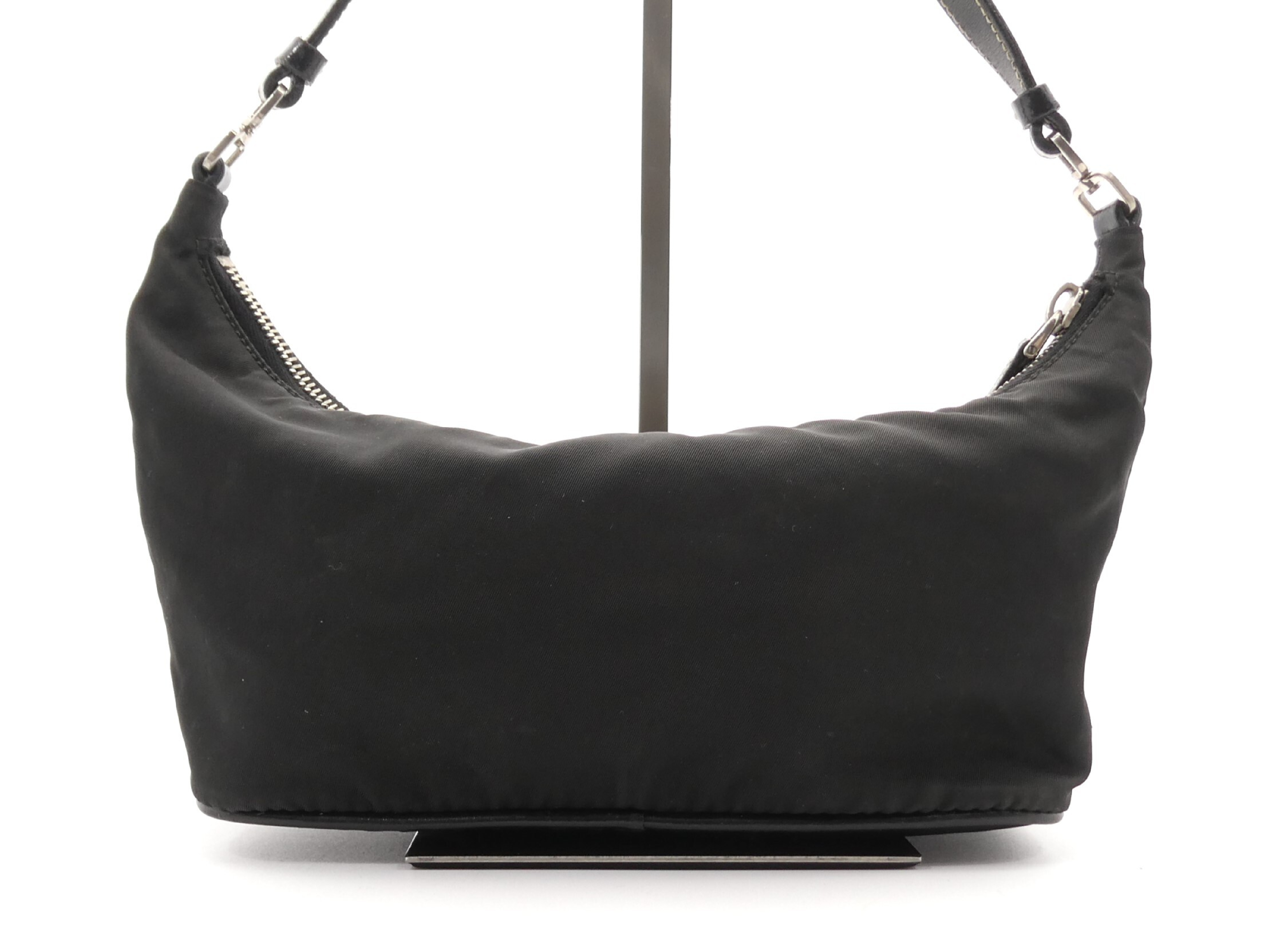 logo plate nylon leather shoulder bag — view 2