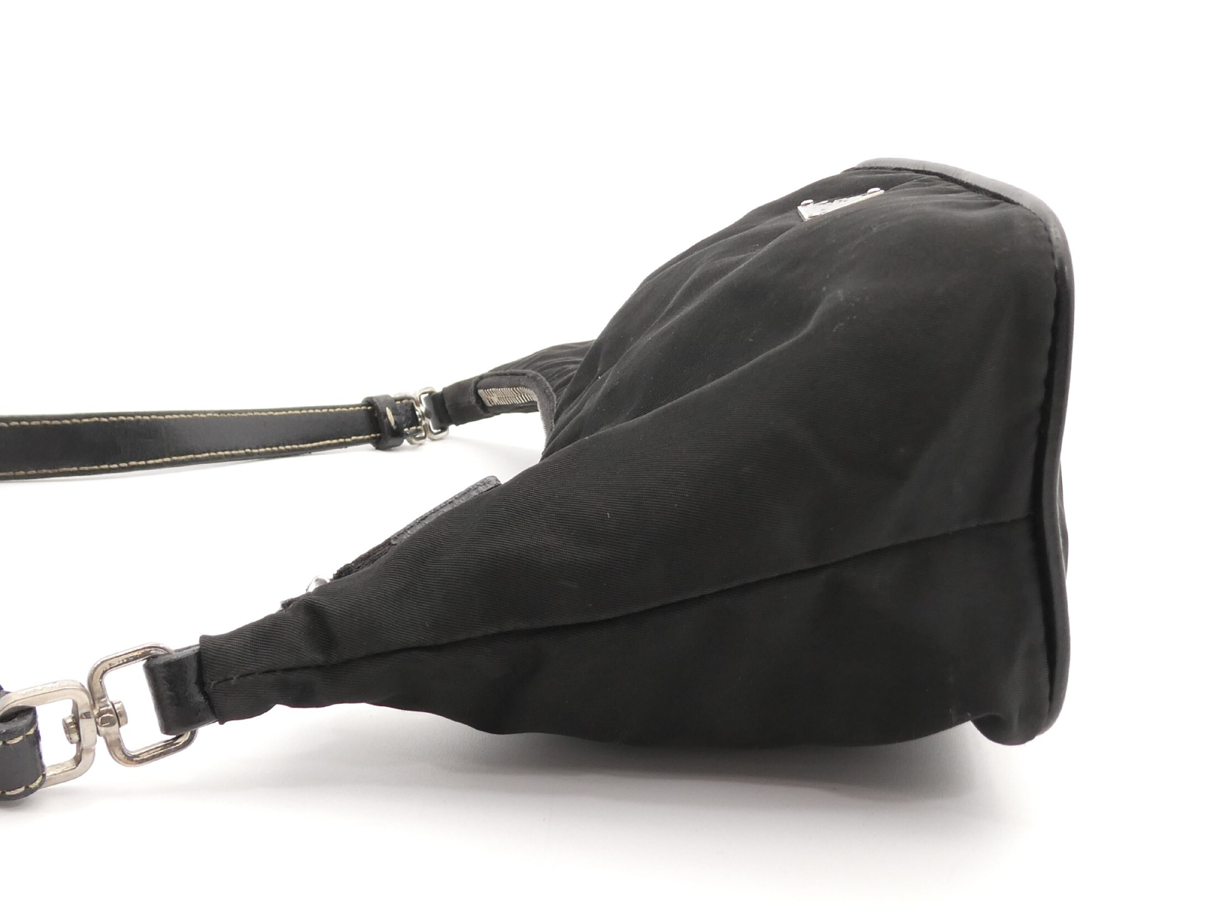 logo plate nylon leather shoulder bag — view 3