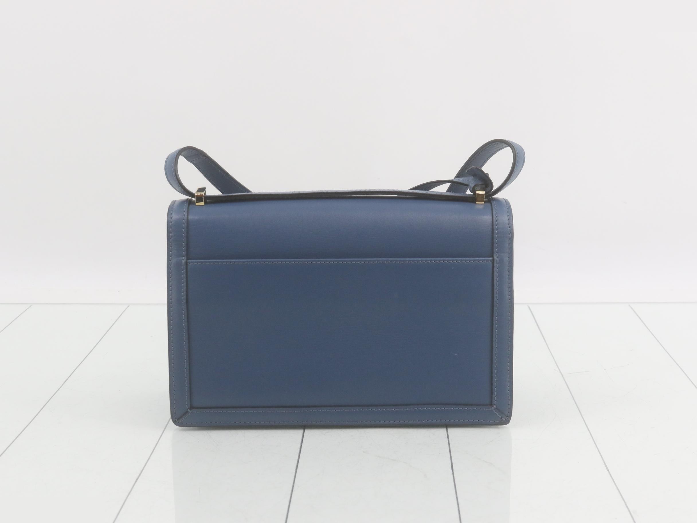 Barcelona Leather Shoulder Bag, Blue — view 2