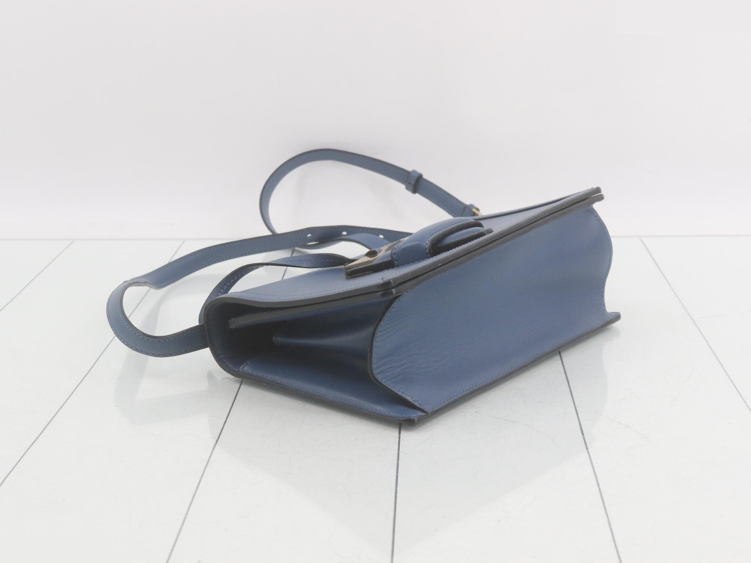 Barcelona Leather Shoulder Bag, Blue — view 5