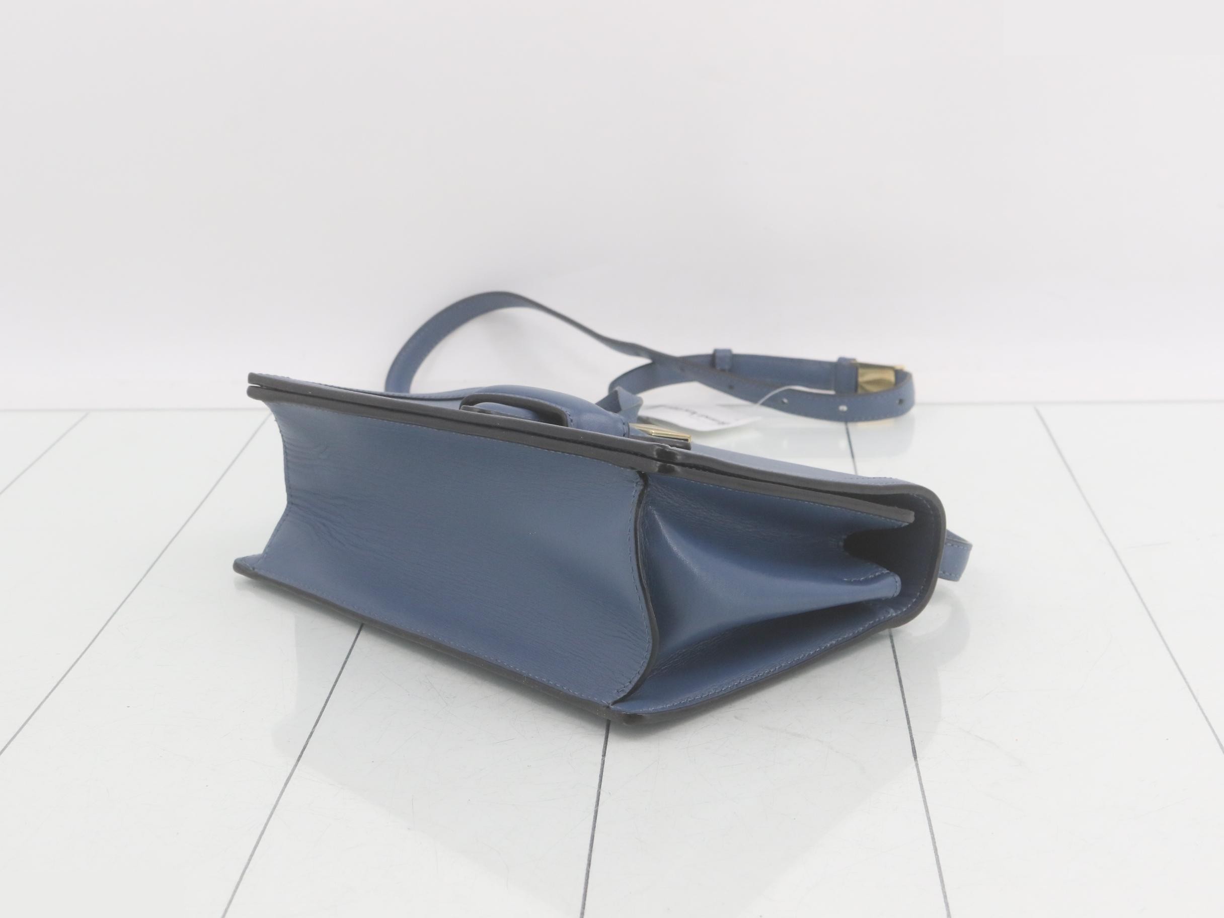 Barcelona Leather Shoulder Bag, Blue — view 6