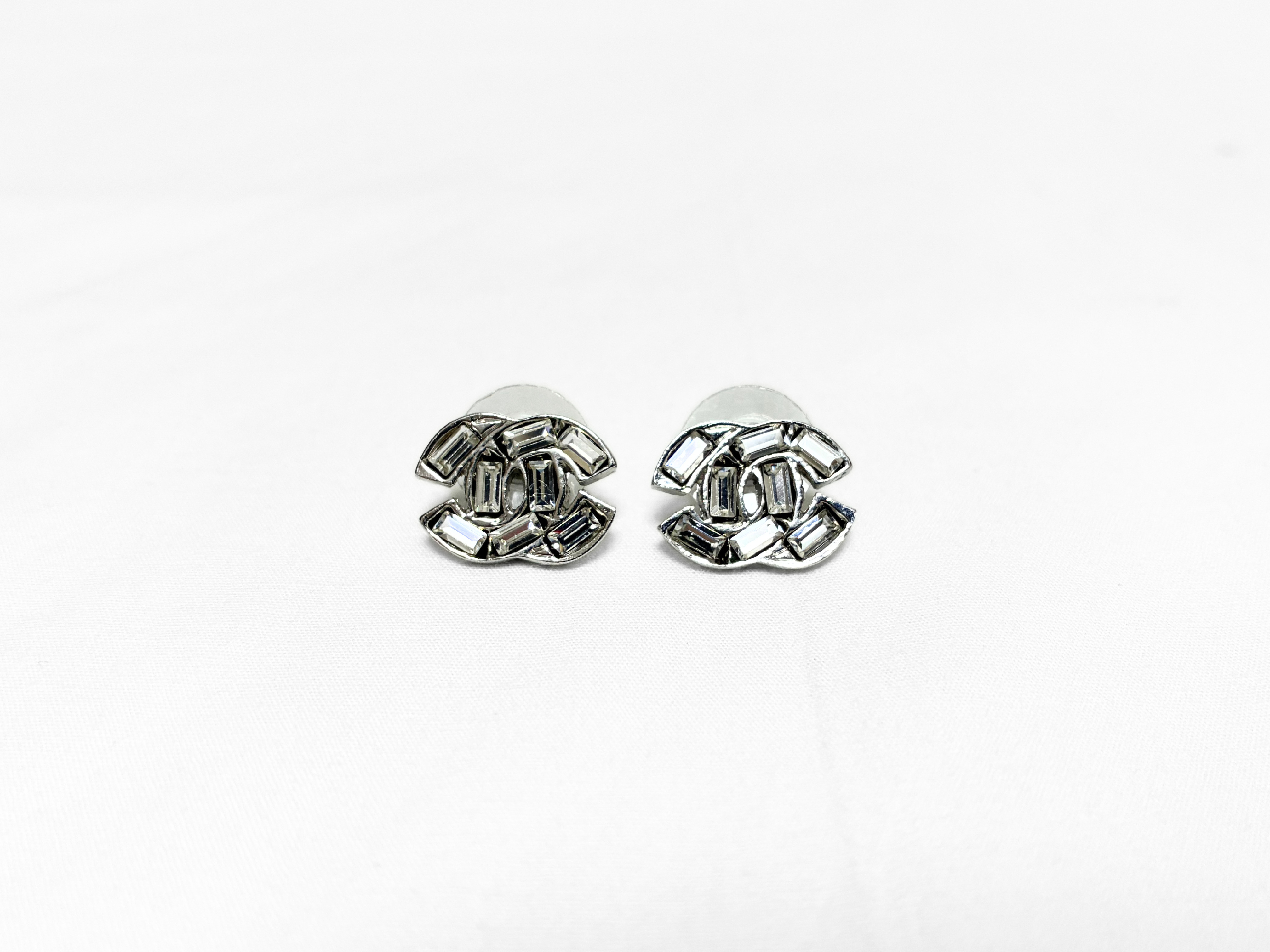 Earrings 01P Coco Mark Silver Rhinestone Earrings — view 2