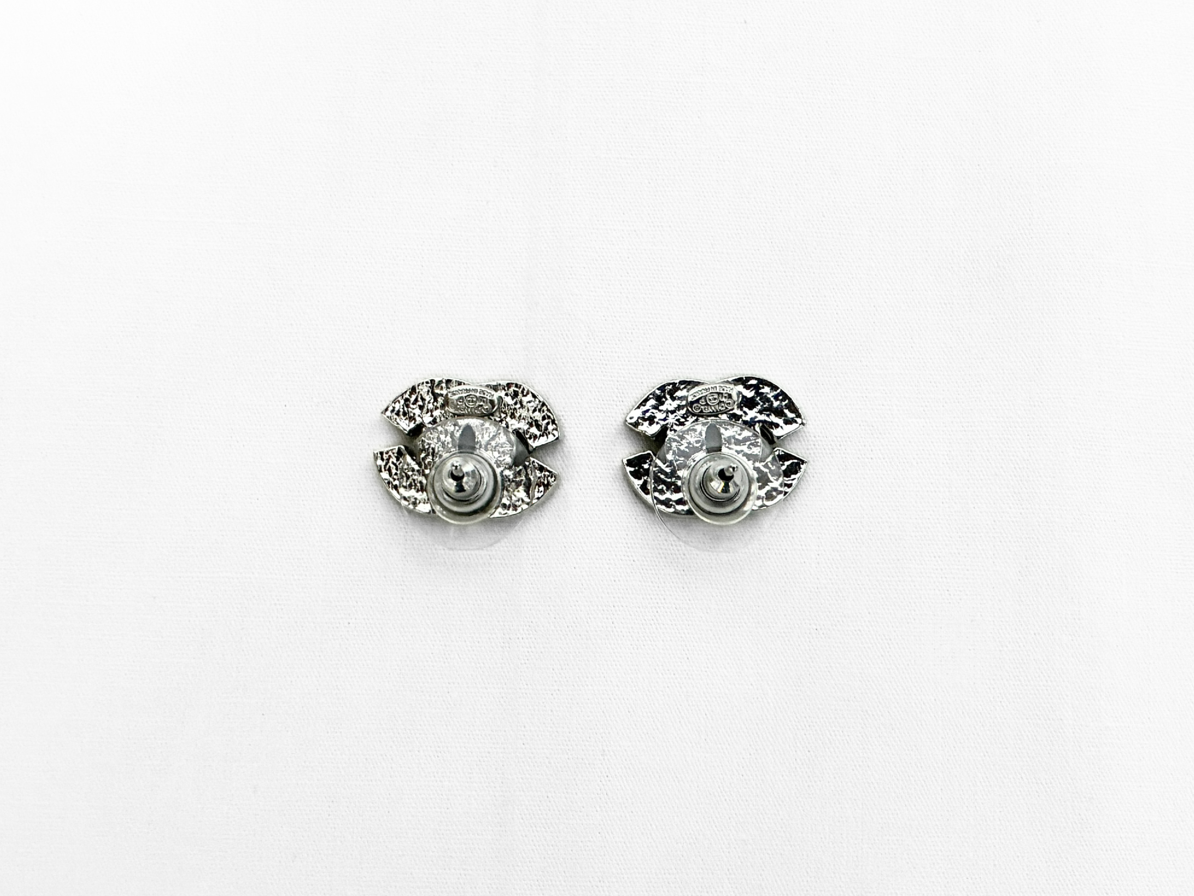 Earrings 01P Coco Mark Silver Rhinestone Earrings — view 3