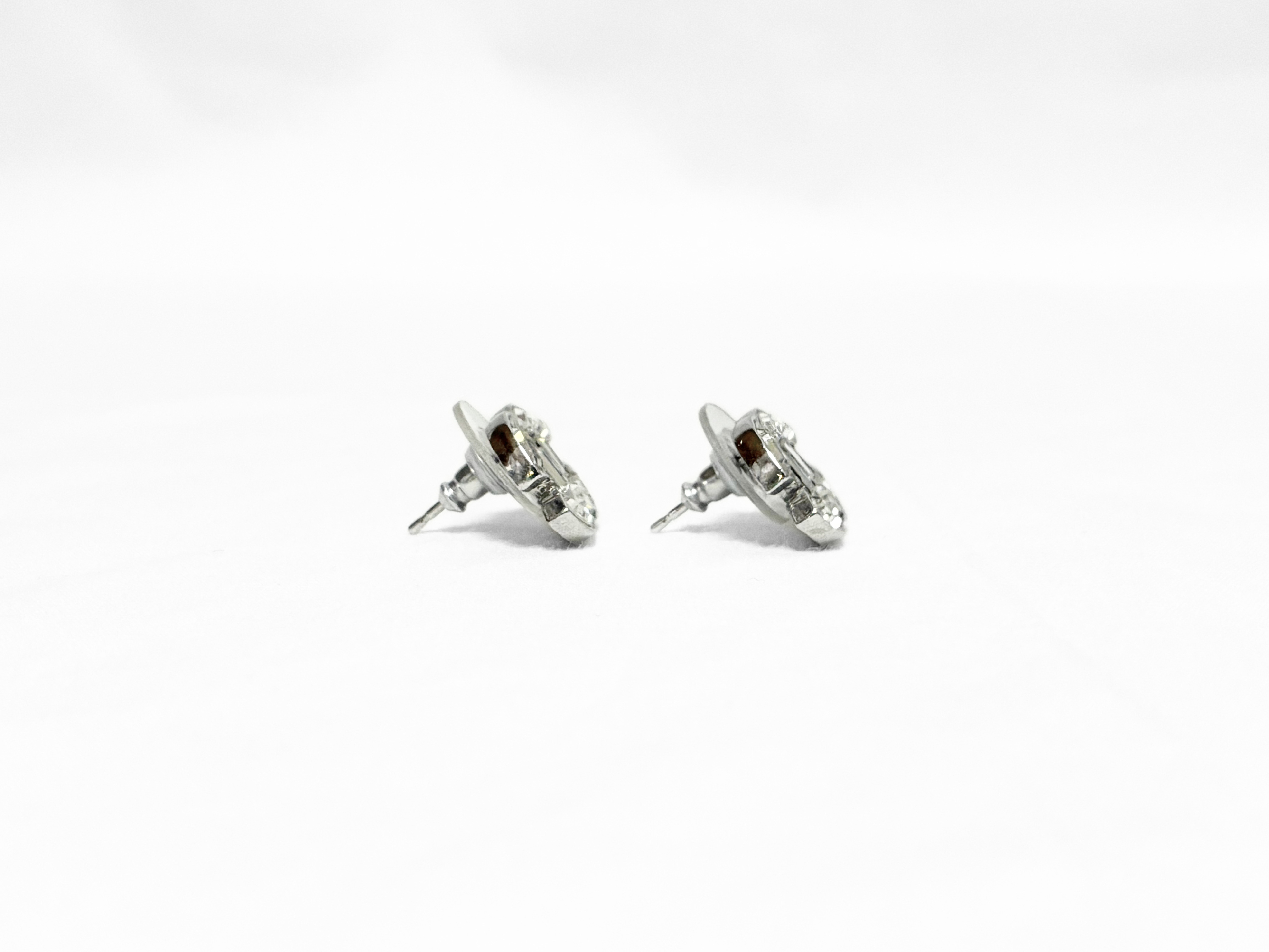 Earrings 01P Coco Mark Silver Rhinestone Earrings — view 4