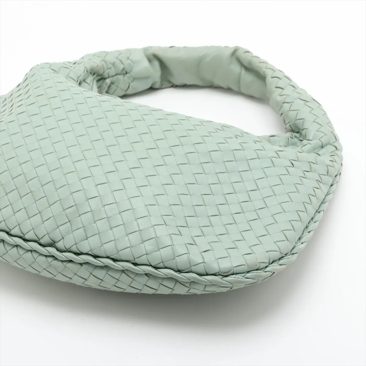 Intrecciato Hobo Leather Shoulder Bag, Green — view 3