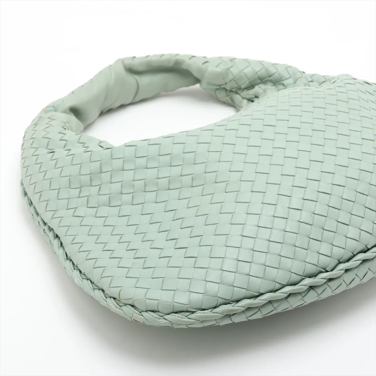 Intrecciato Hobo Leather Shoulder Bag, Green — view 4