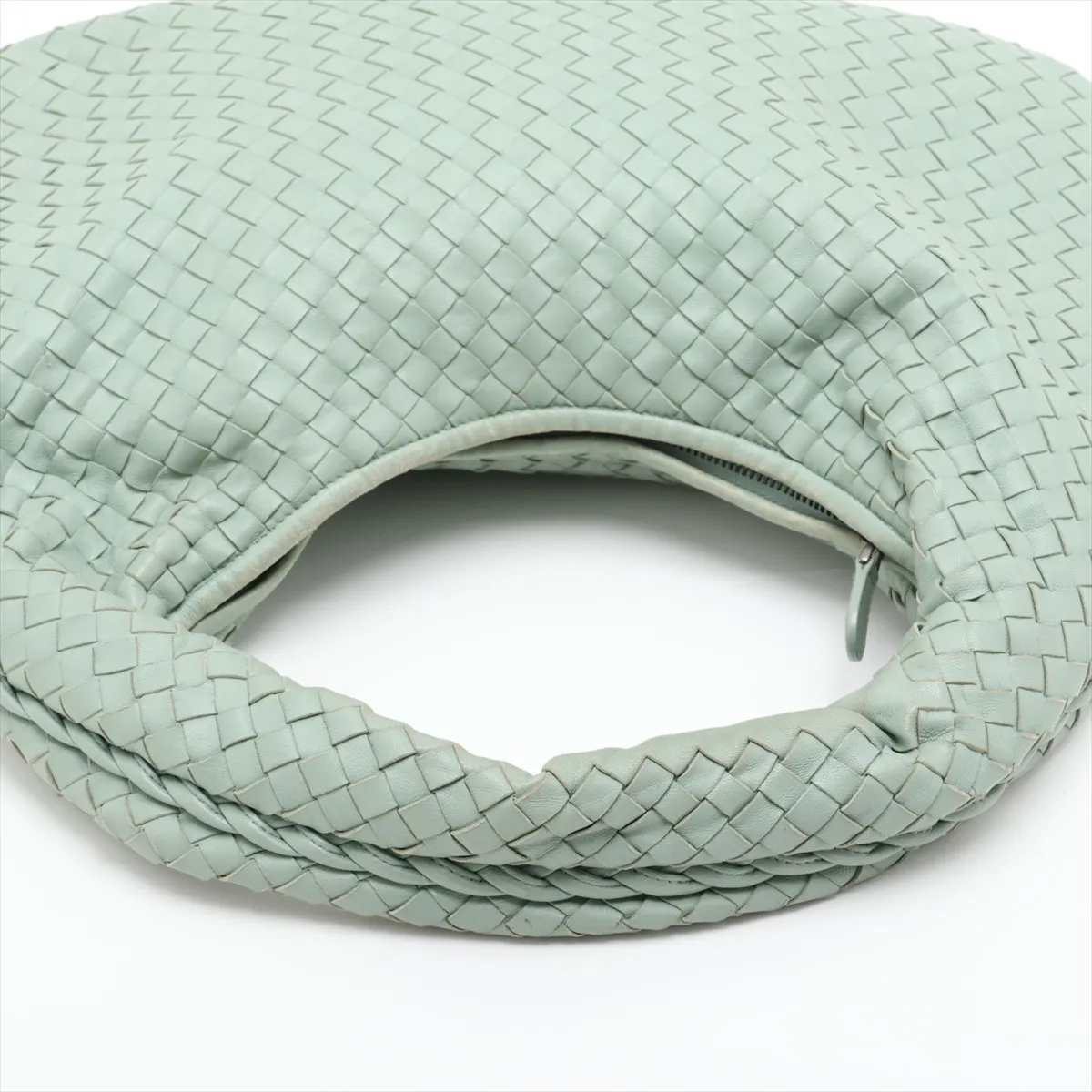 Intrecciato Hobo Leather Shoulder Bag, Green — view 5