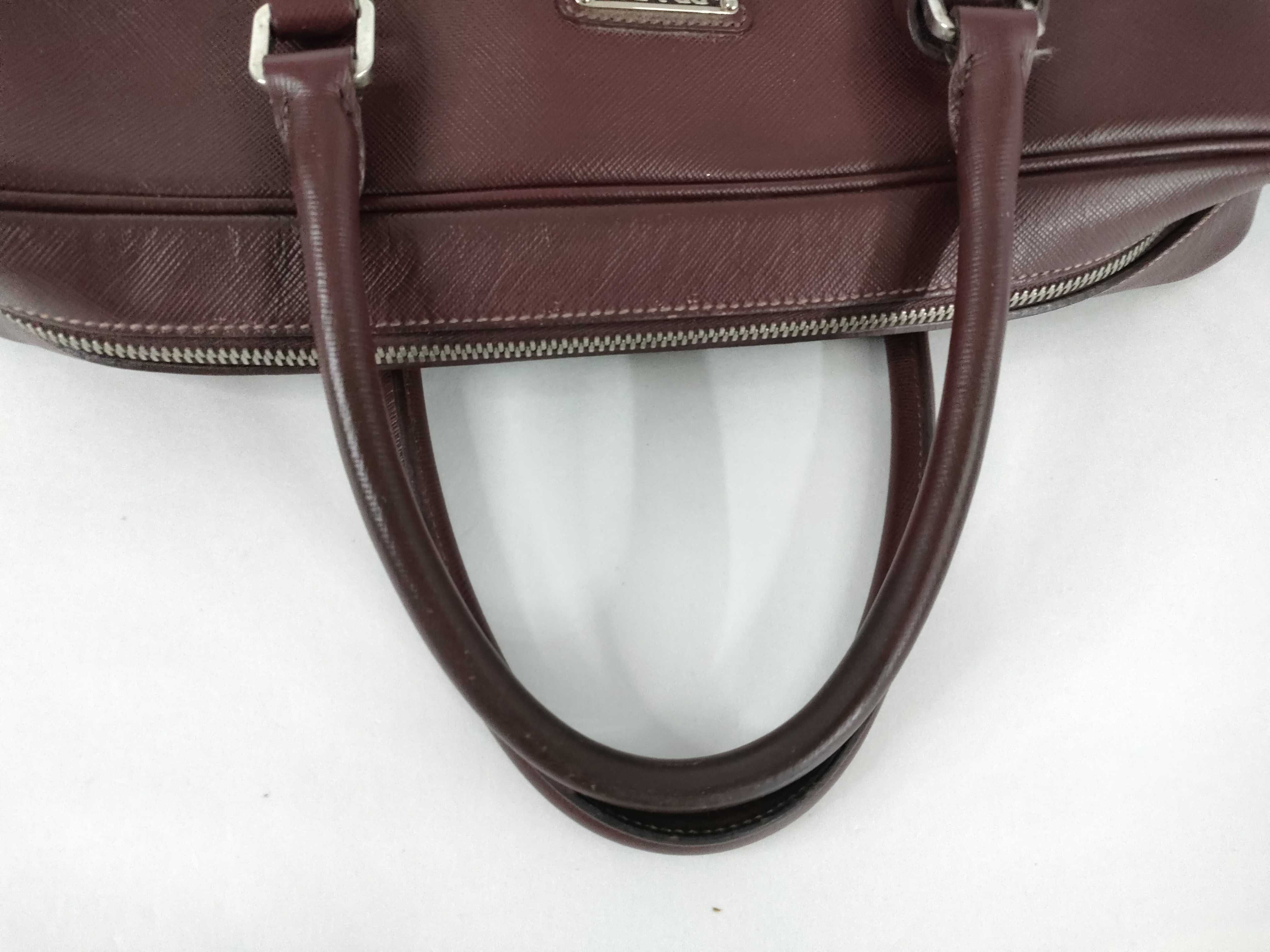 Triangle Logo Business Bag, Burgundy Saffiano Leather Business Bag — view 3