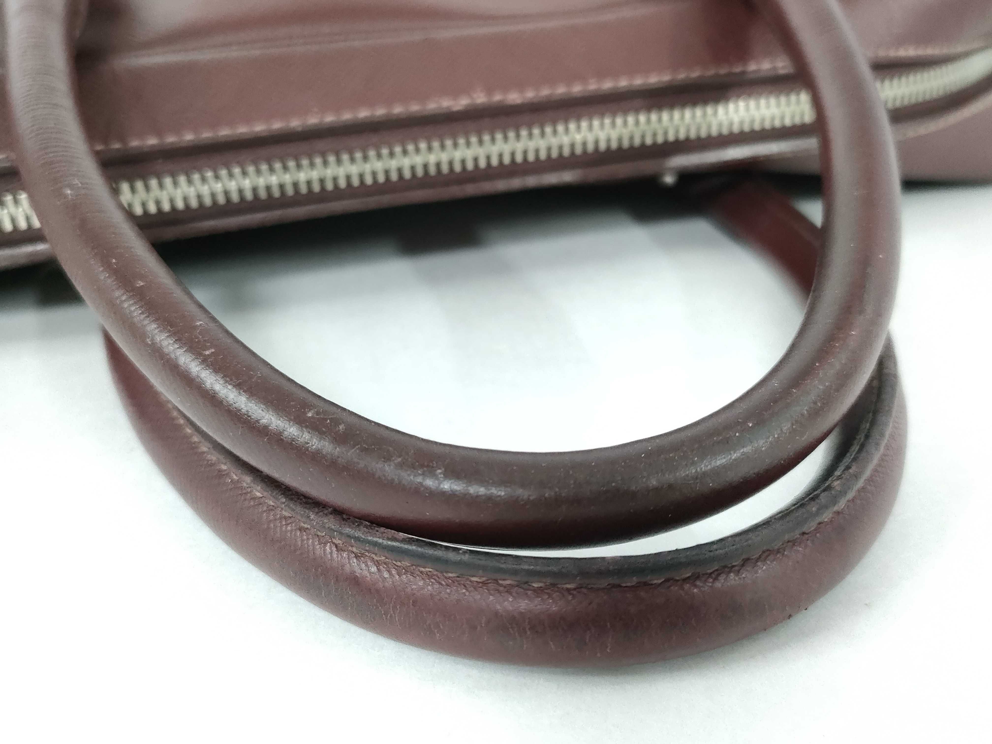 Triangle Logo Business Bag, Burgundy Saffiano Leather Business Bag — view 4