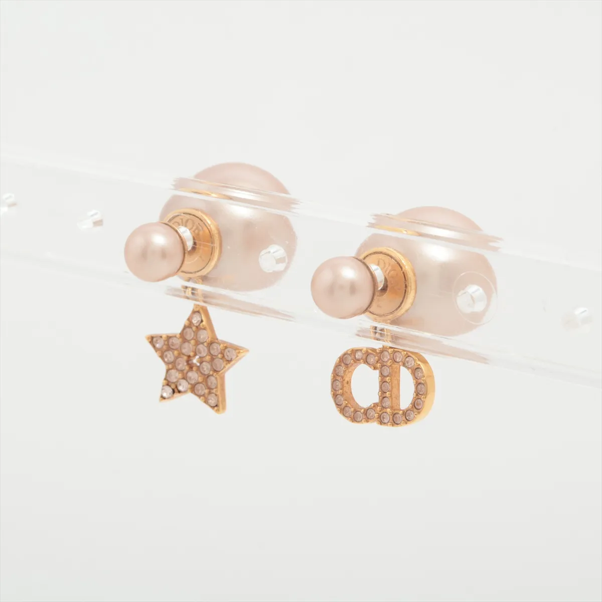 Tribales Dior Tribal Earrings (for both ears) GP x Rhinestone x Fake Pearl Pink Gold — view 3
