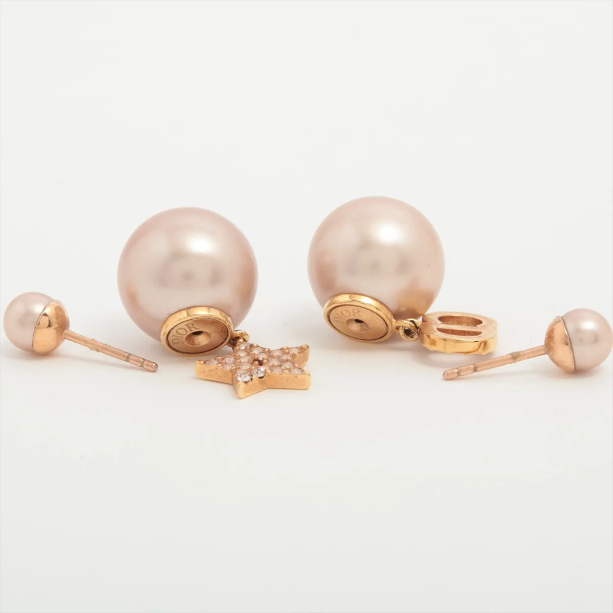 Tribales Dior Tribal Earrings (for both ears) GP x Rhinestone x Fake Pearl Pink Gold — view 4