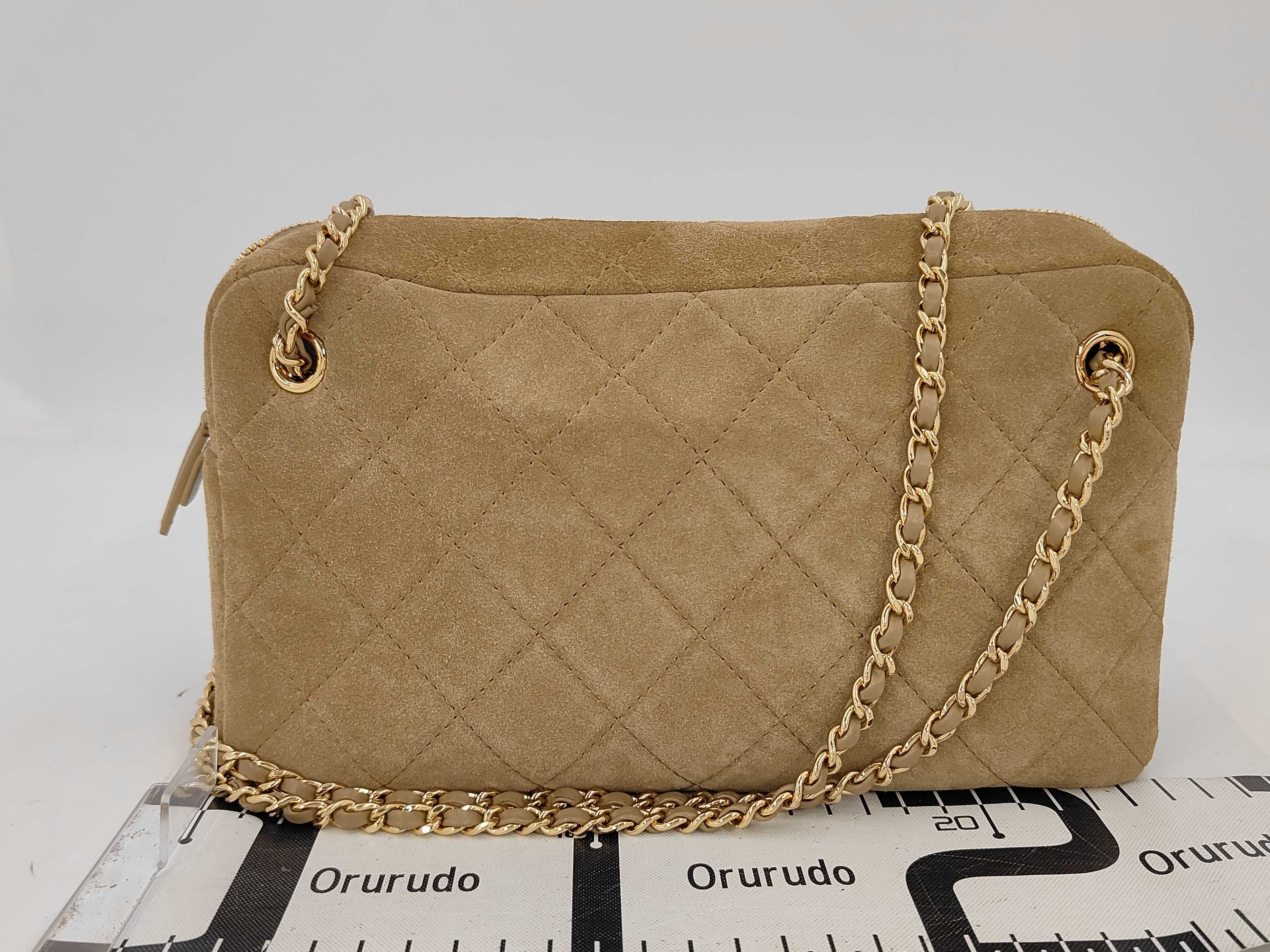 Camera Bag, Turnlock, Matelassé, Suede, Brown, Gold Hardware, AS6443, Shoulder Bag — view 2