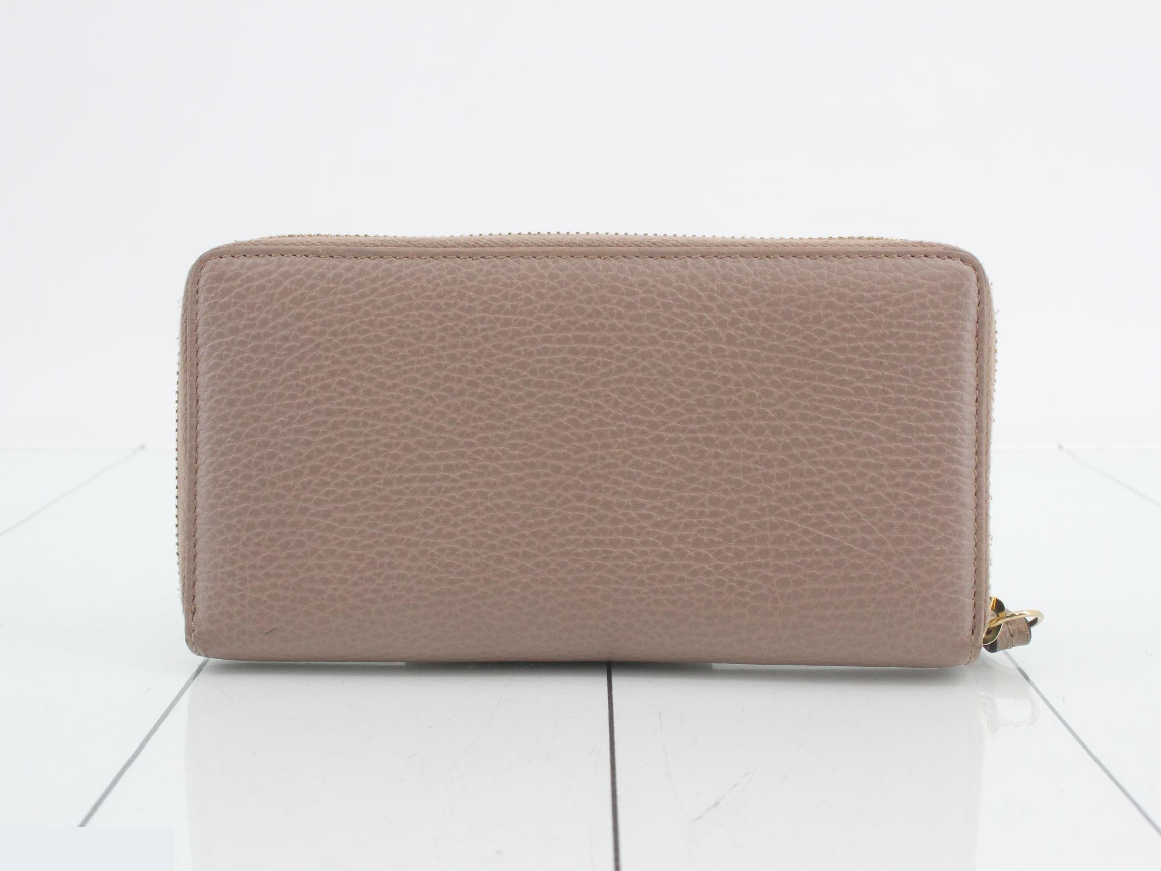 Petite Marmont Long Wallet, Round, Leather, Beige — view 2