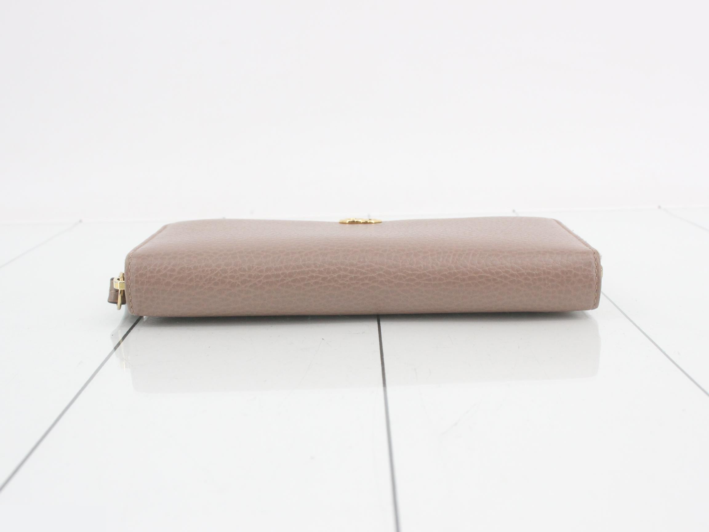 Petite Marmont Long Wallet, Round, Leather, Beige — view 3