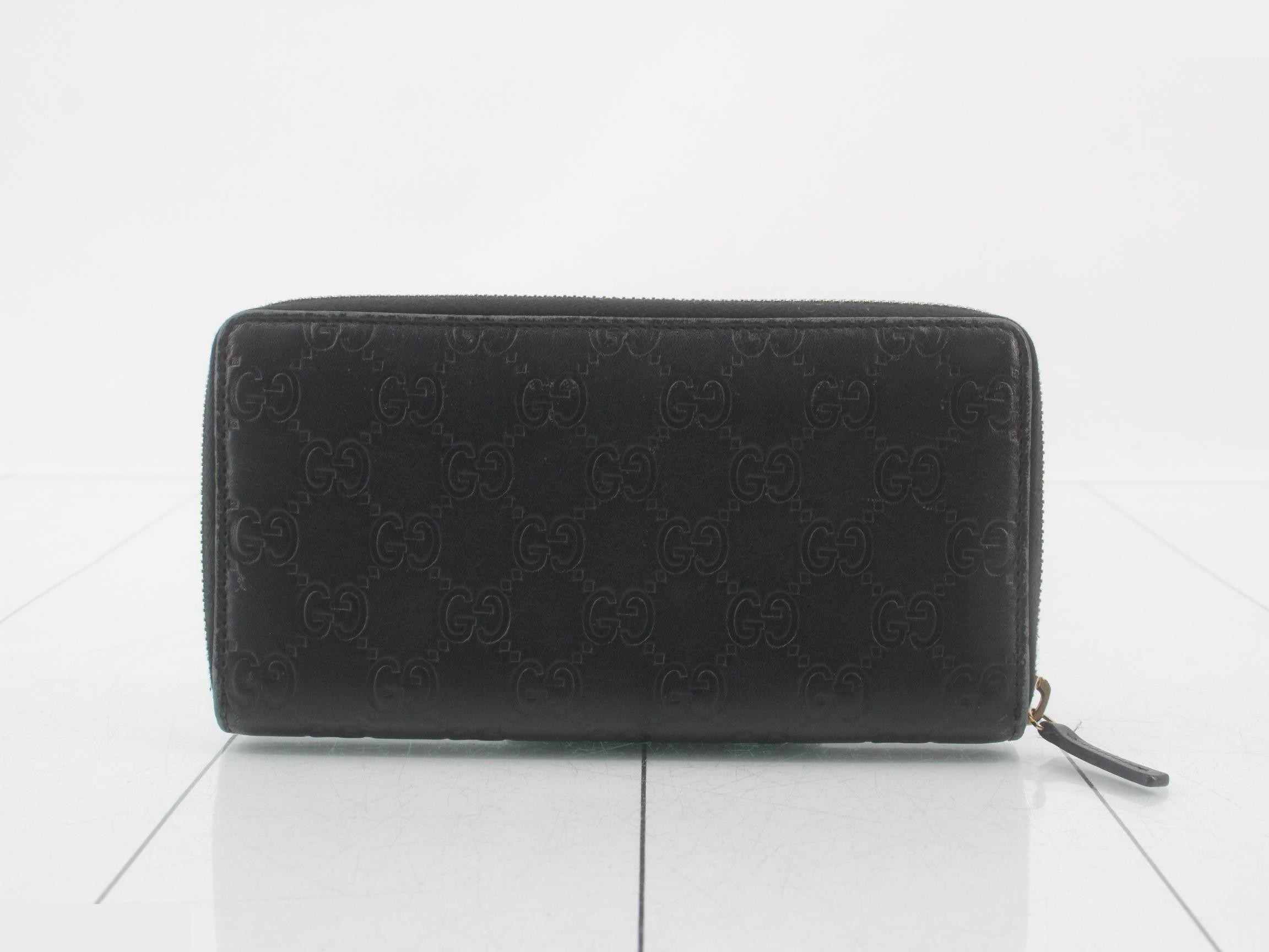 307980 Guccissima Round Zip Long Wallet, Leather, Black — view 2