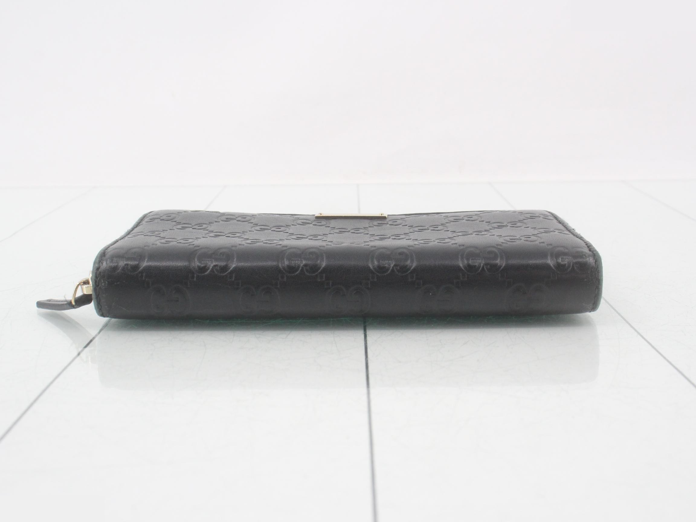 307980 Guccissima Round Zip Long Wallet, Leather, Black — view 3