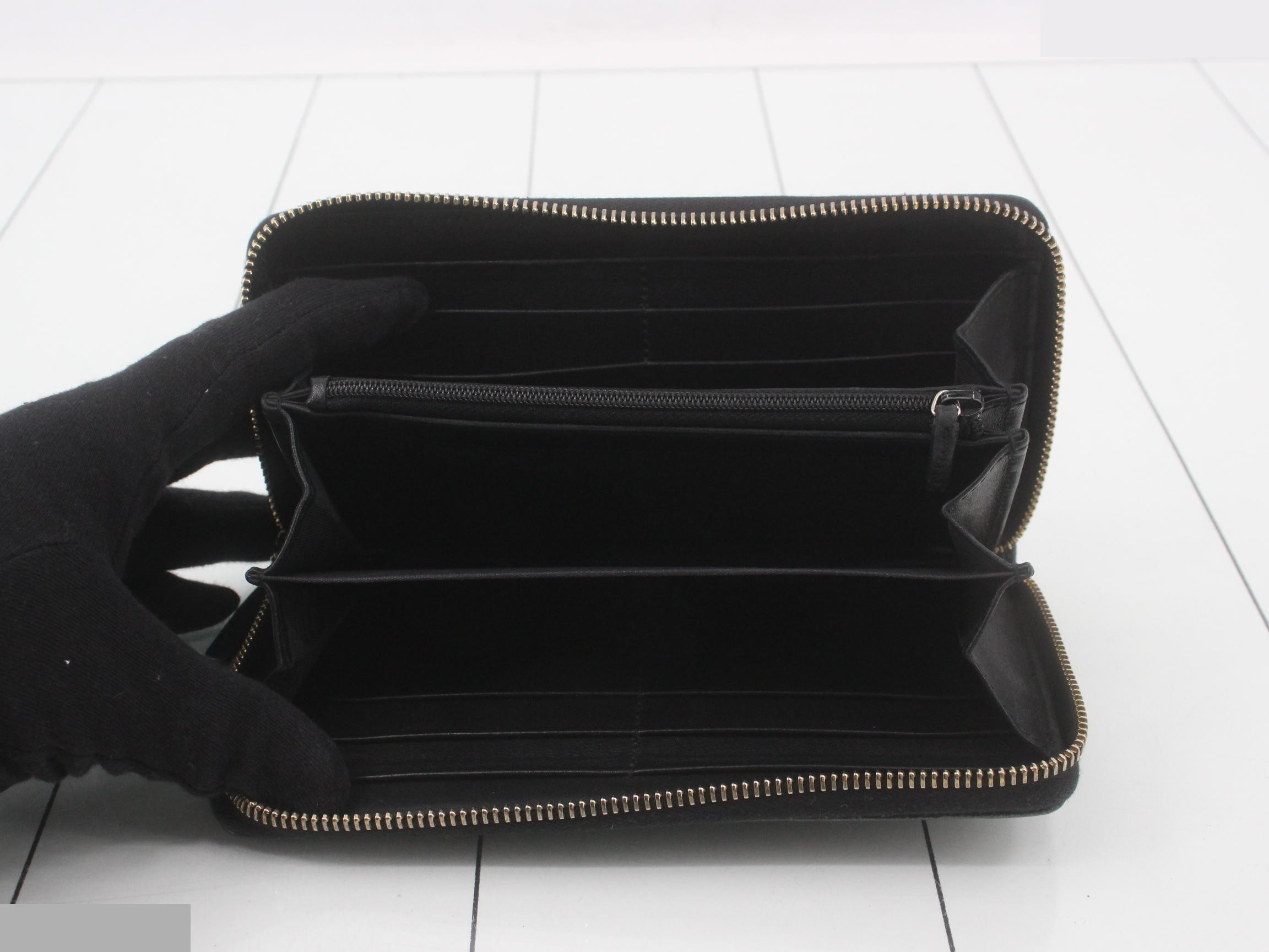 307980 Guccissima Round Zip Long Wallet, Leather, Black — view 4