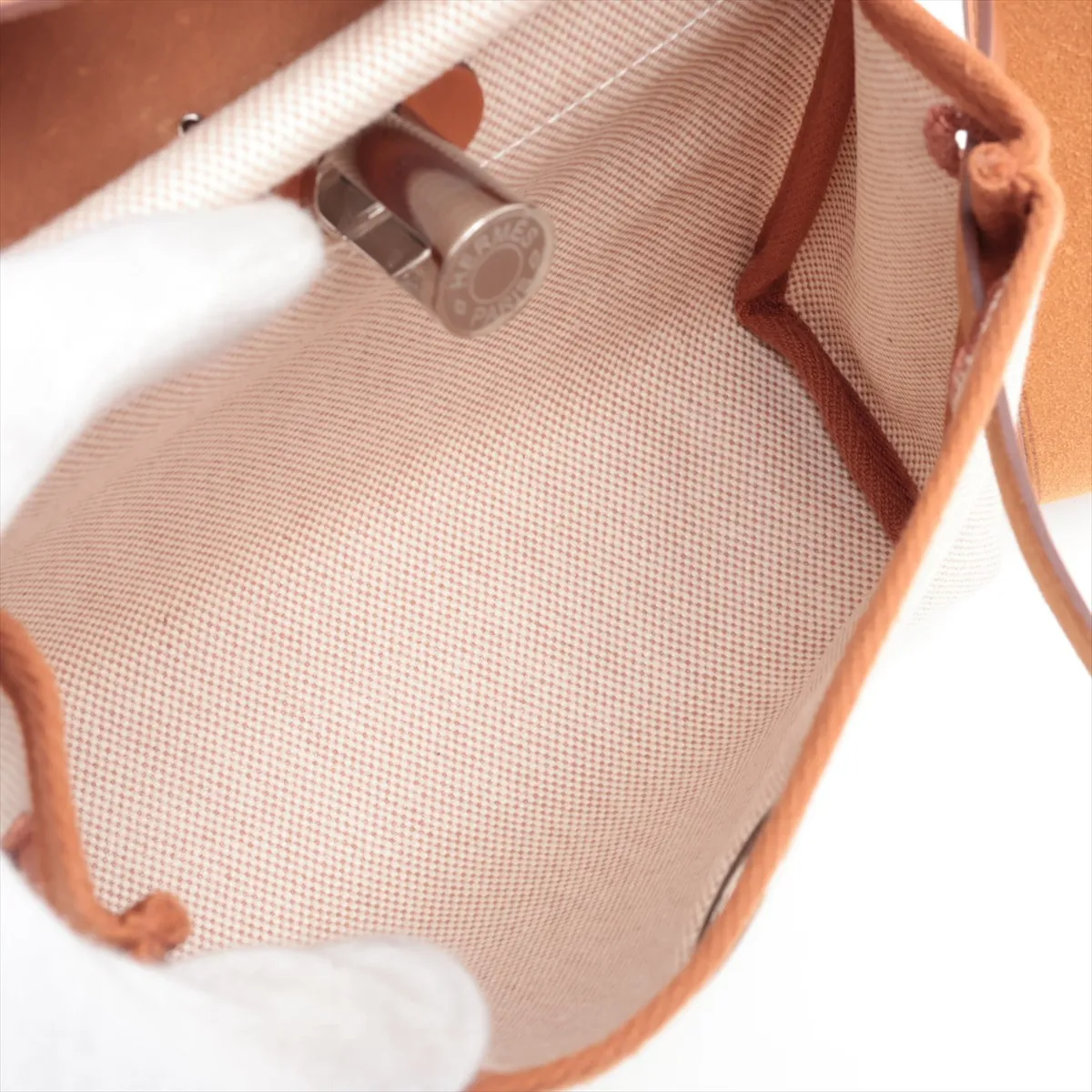 Herbag Zip 20 Mini Toile H x Vache Hunter Ecru x Brown Silver Hardware W: 2024 — view 6