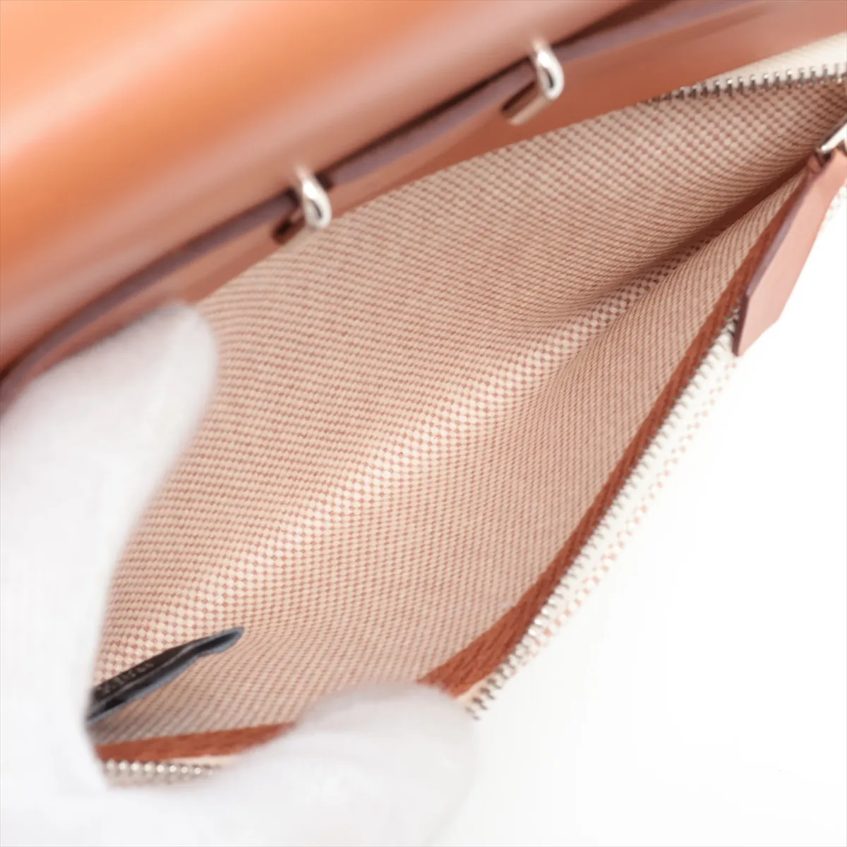 Herbag Zip 20 Mini Toile H x Vache Hunter Ecru x Brown Silver Hardware W: 2024 — view 7