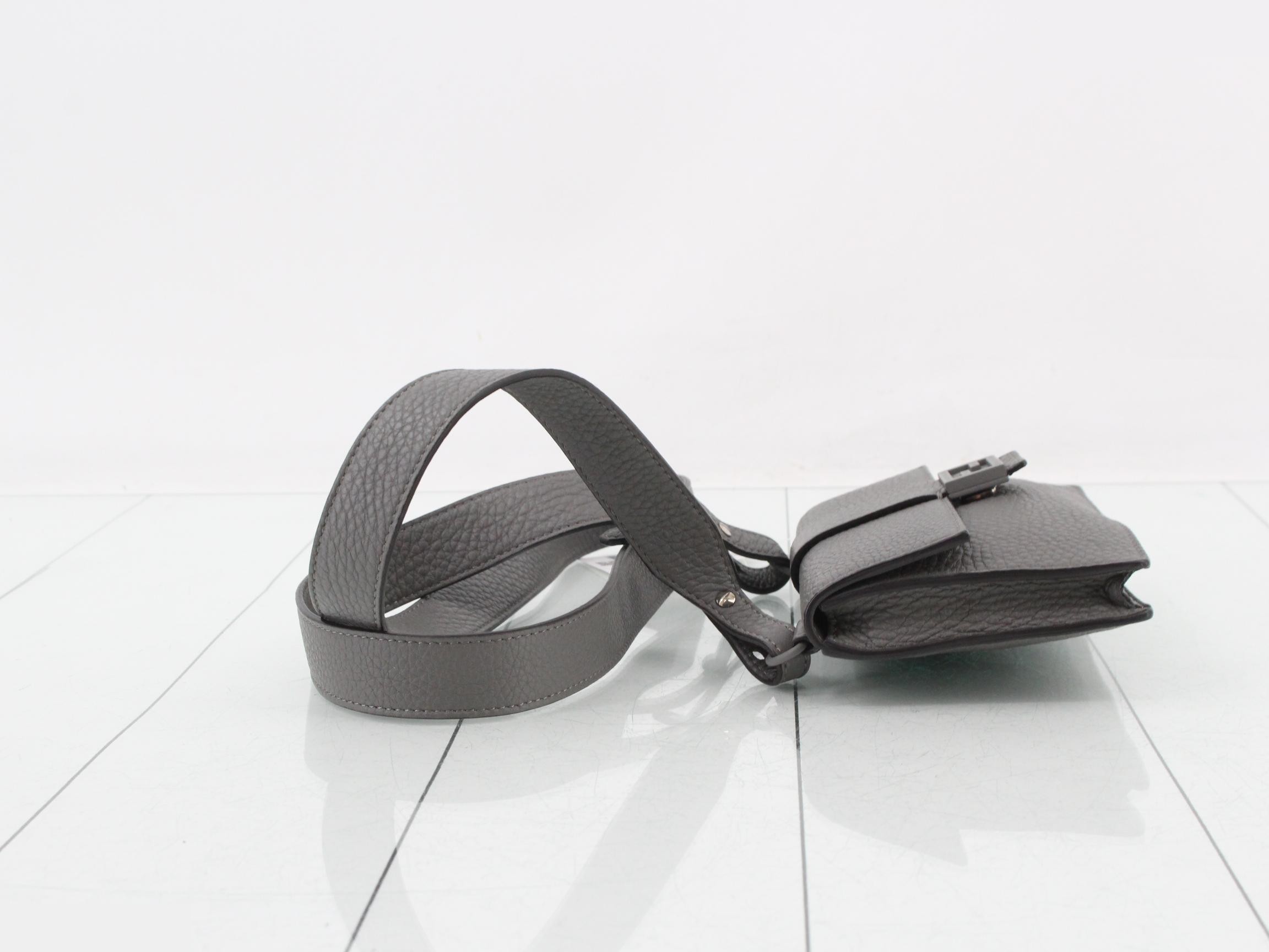 Leather shoulder bag, gray — view 4