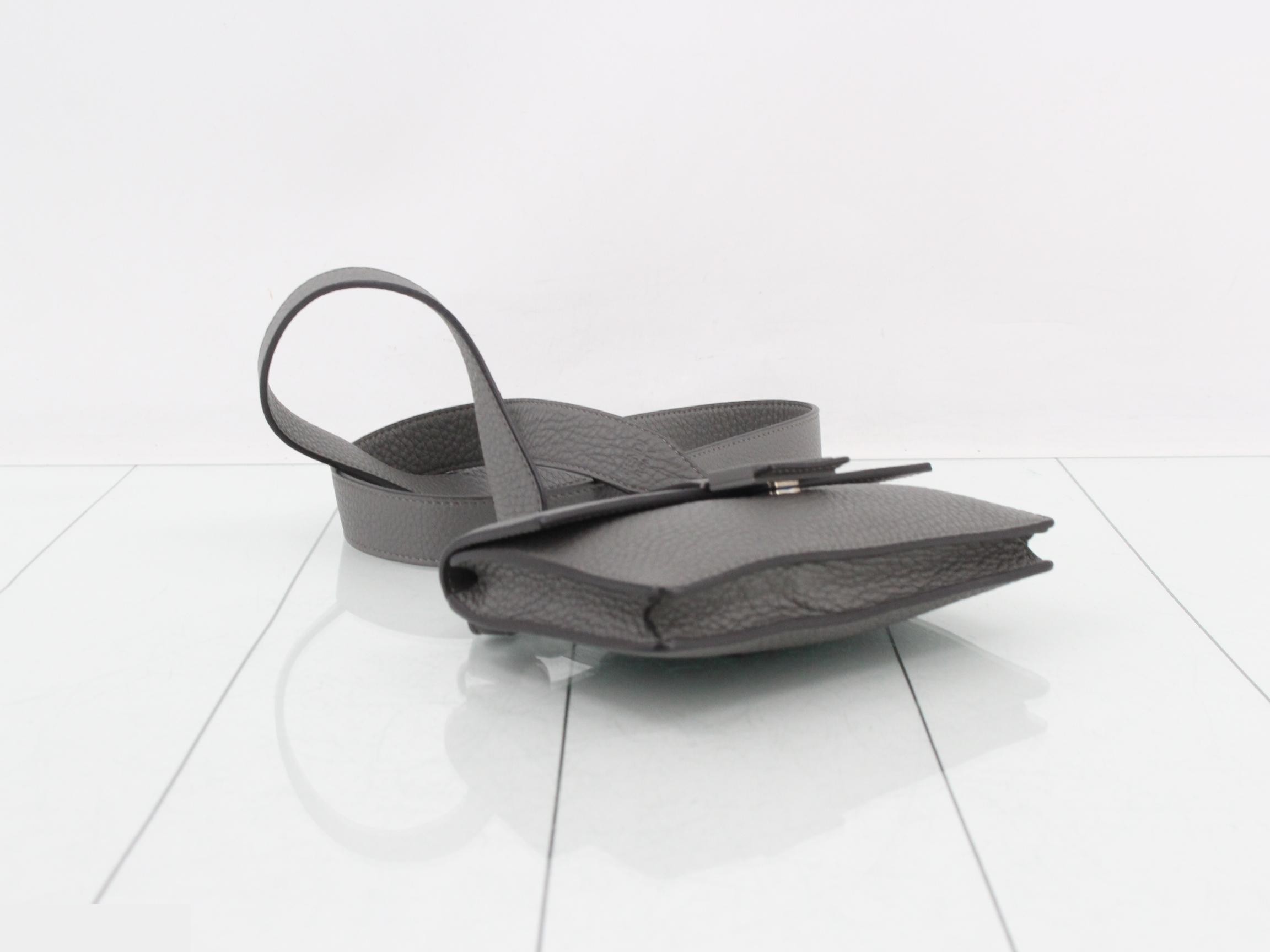 Leather shoulder bag, gray — view 5