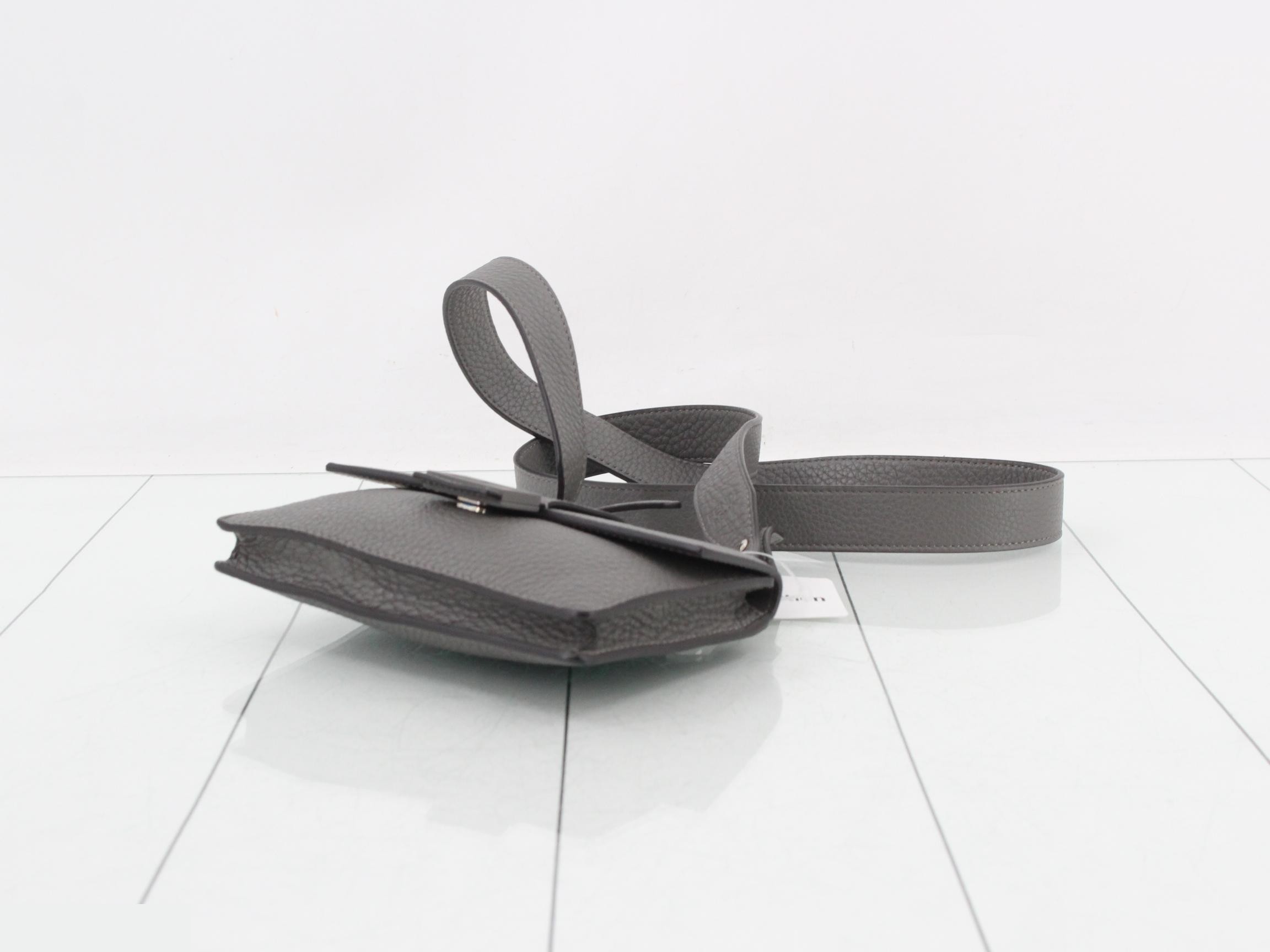 Leather shoulder bag, gray — view 6