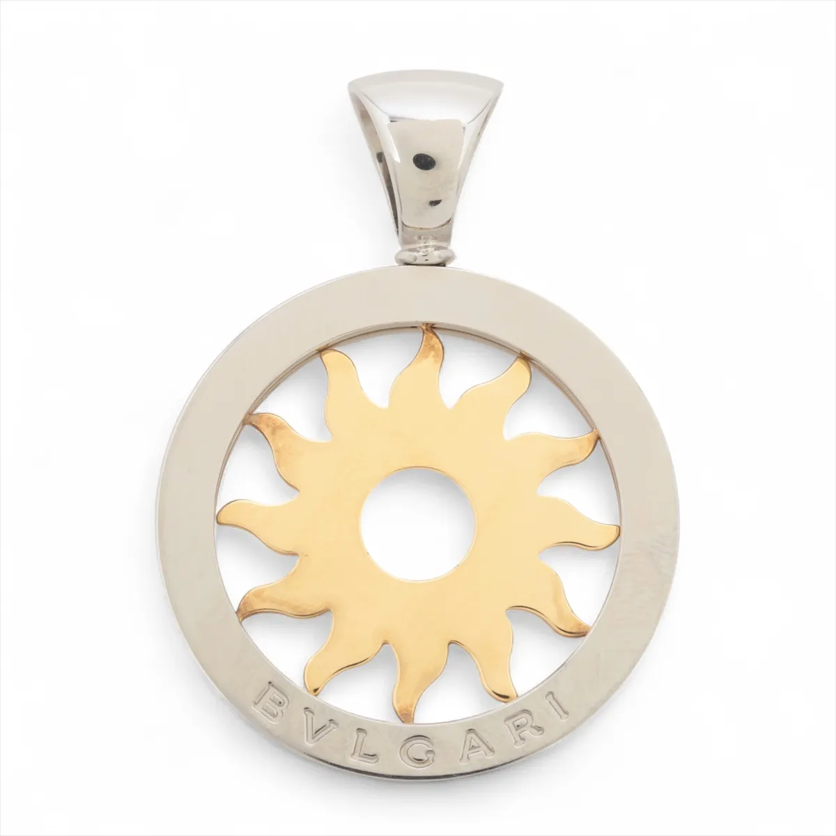Tondo Sun necklace pendant, 750 (yellow gold) x stainless steel, 11.3g, loose bail.