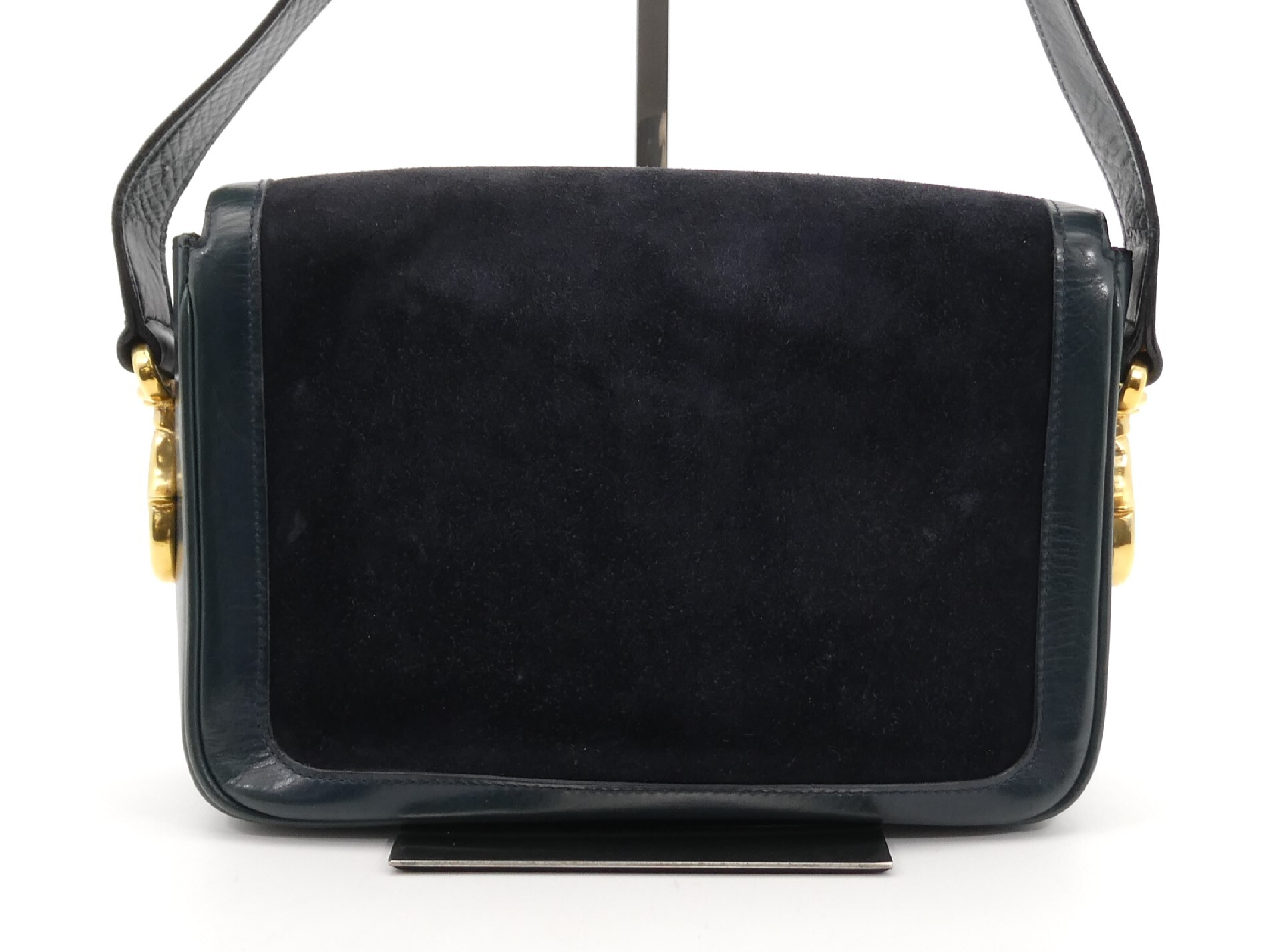 Gold Hardware Suede Leather Shoulder Bag — view 2