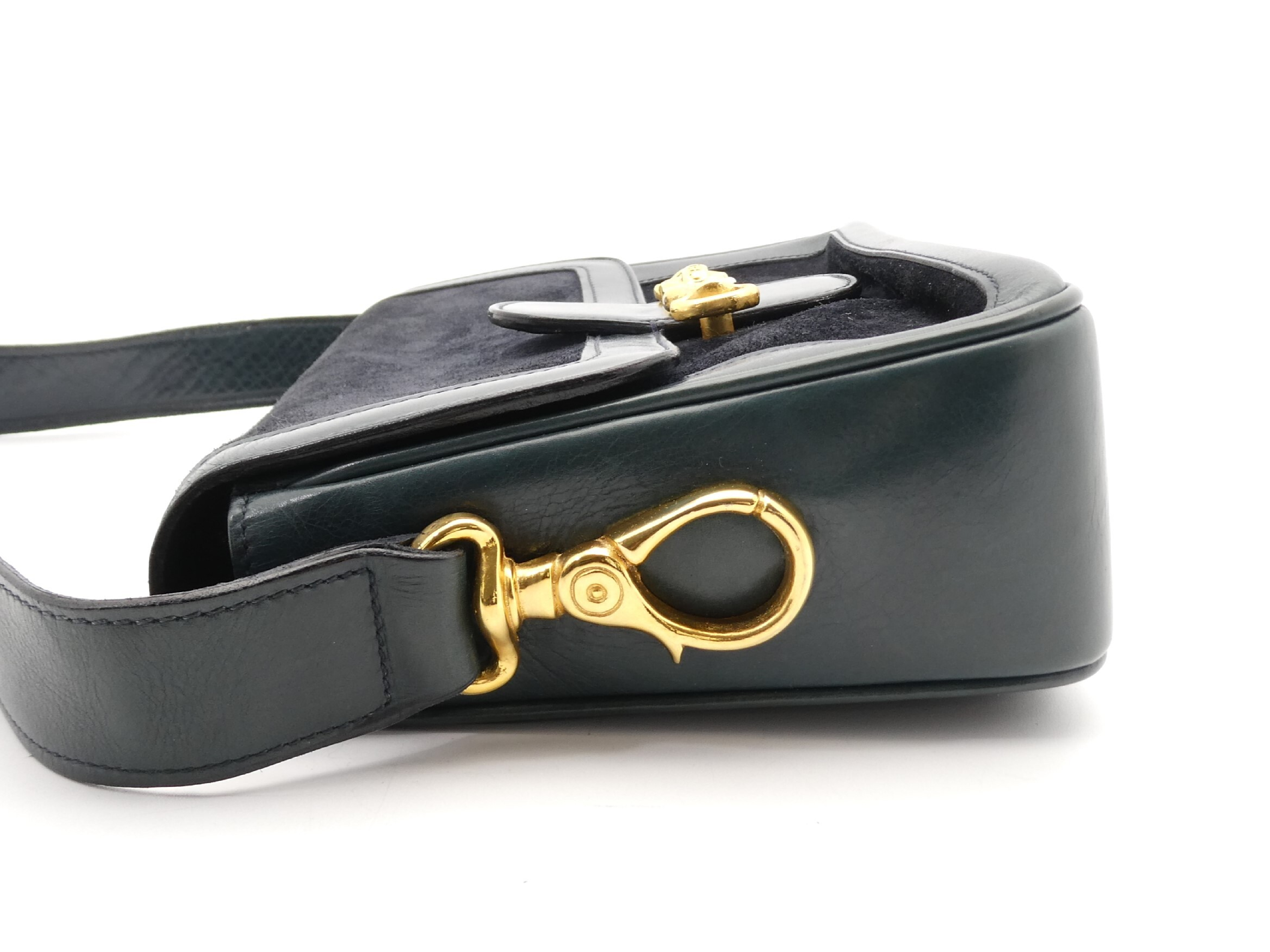 Gold Hardware Suede Leather Shoulder Bag — view 3