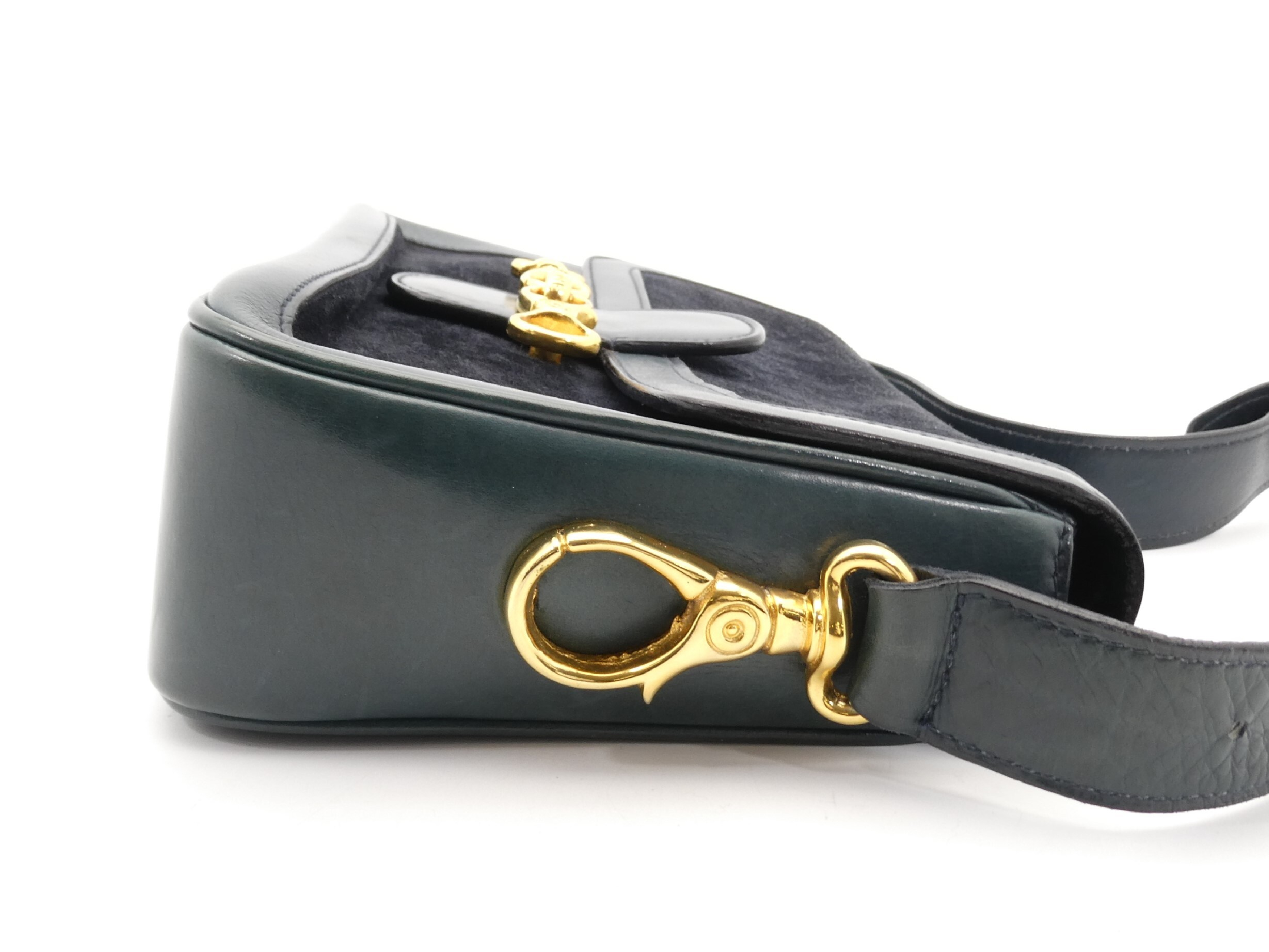 Gold Hardware Suede Leather Shoulder Bag — view 4