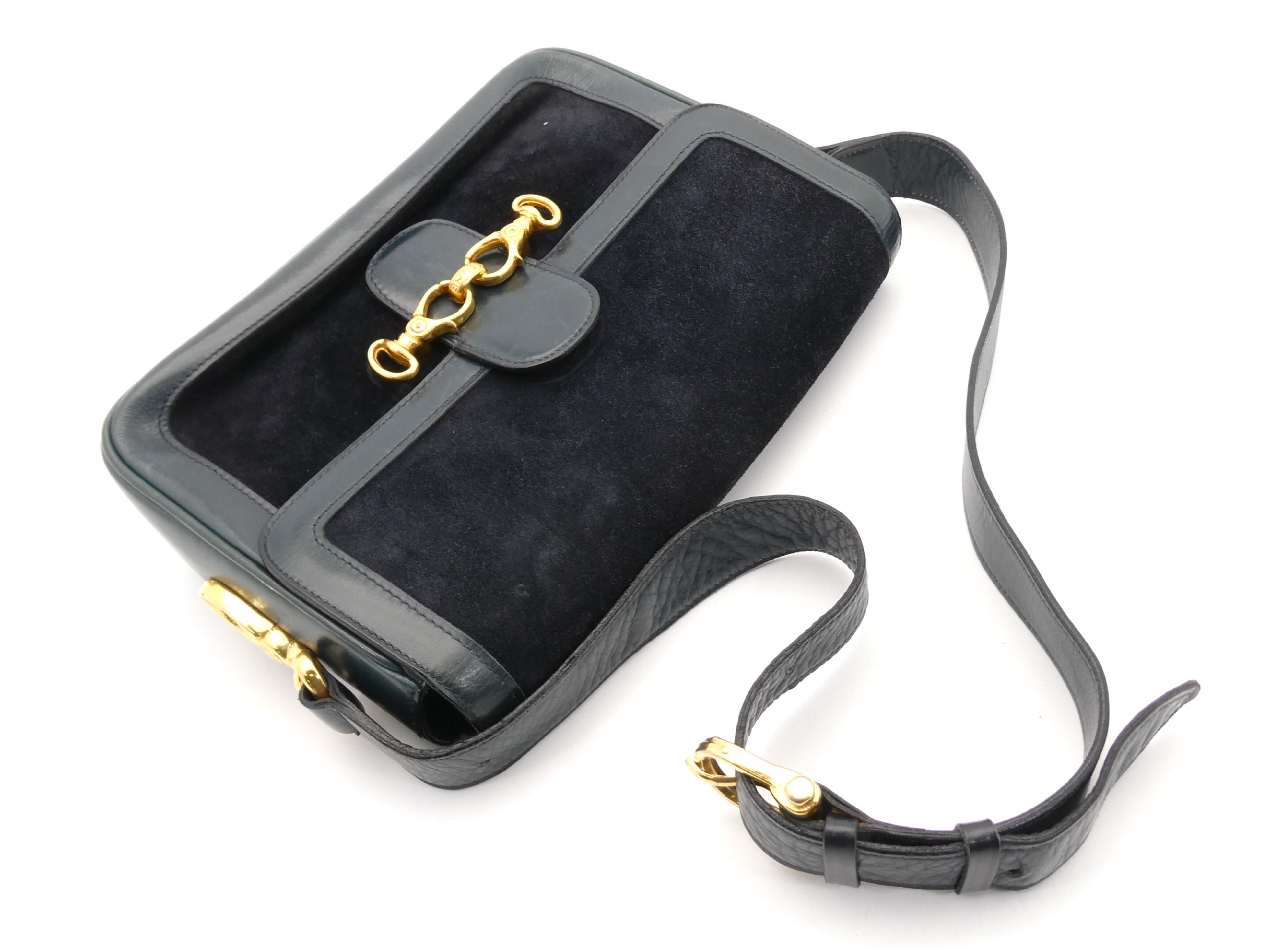 Gold Hardware Suede Leather Shoulder Bag — view 6