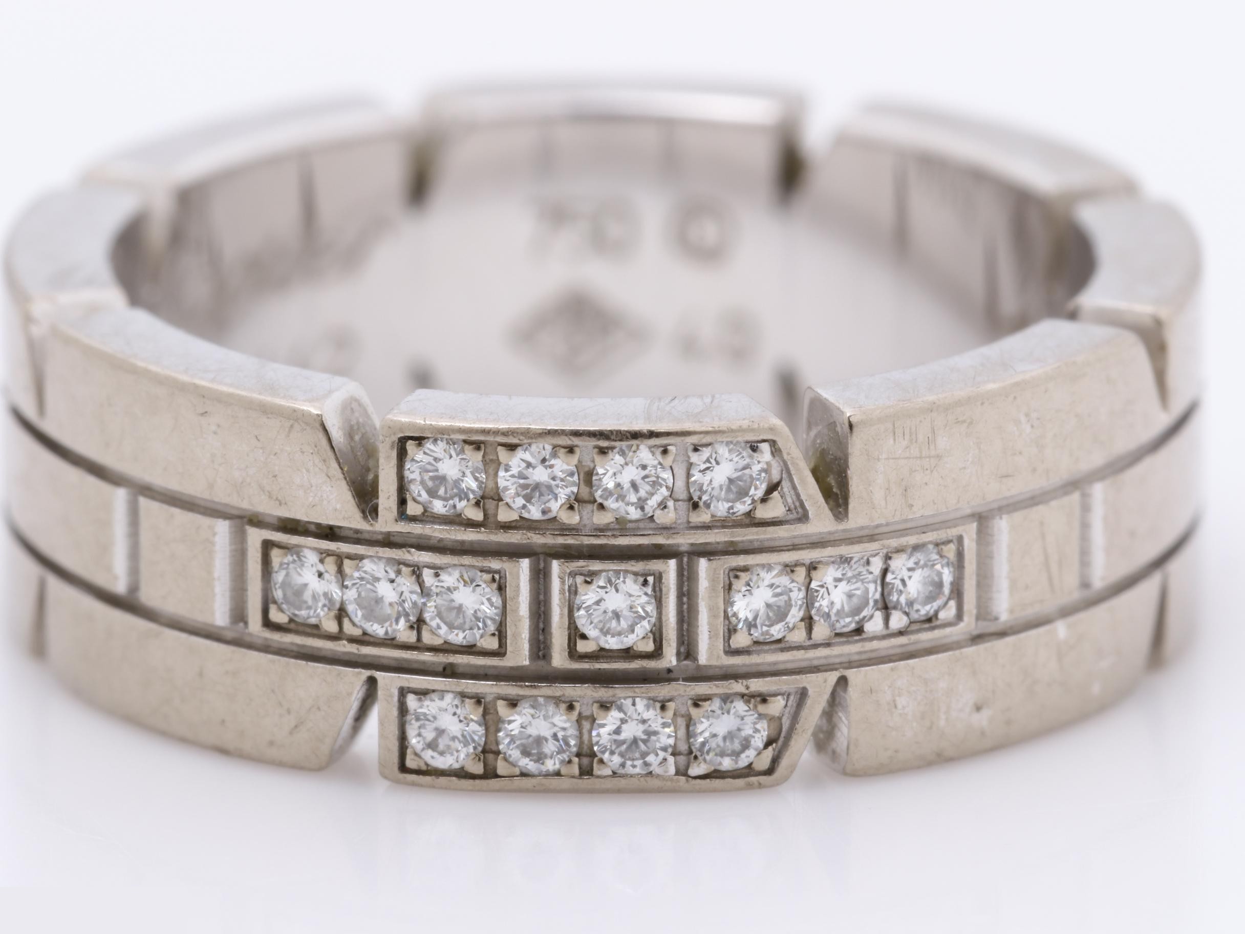 Tank Française (precious metal) ring, 750WG, diamond, 8.8g, size #49 — view 2