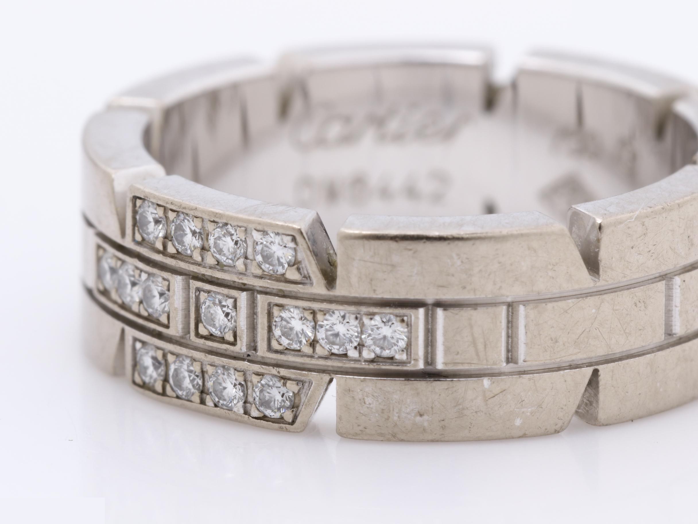 Tank Française (precious metal) ring, 750WG, diamond, 8.8g, size #49 — view 3